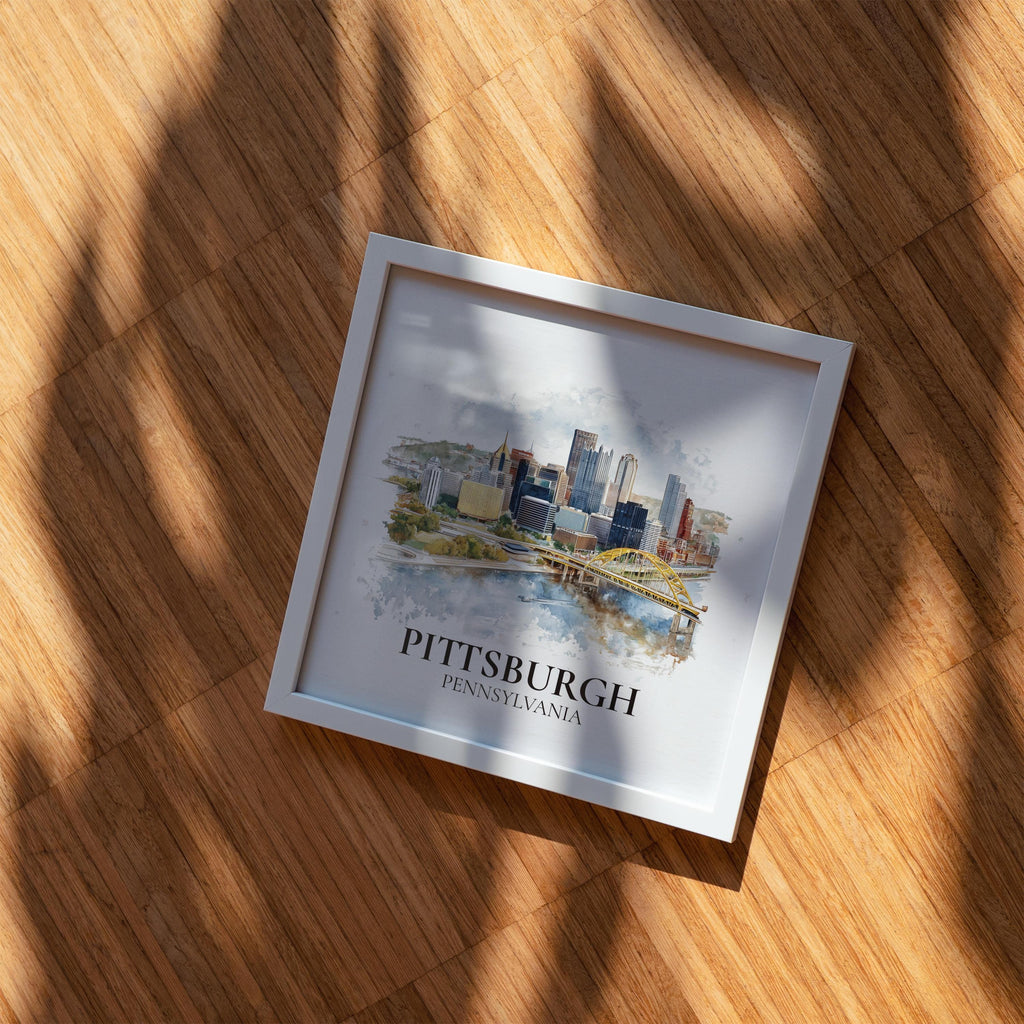Pittsburgh Pennsylvania Watercolor Wall Art Print, Custom Travel Poster, World Locations Keepsake Gift