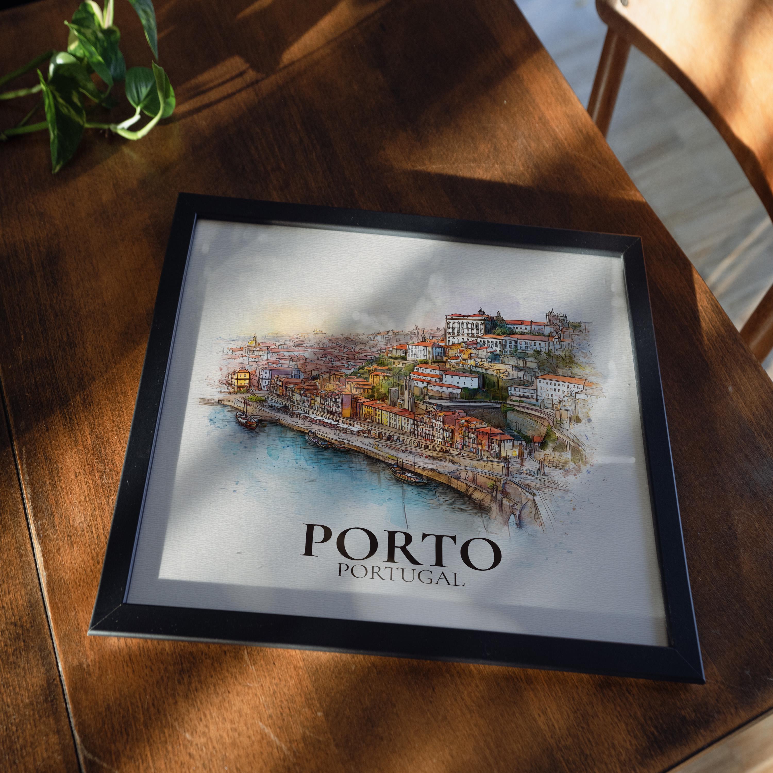 Porto Portugal Watercolor Wall Art Print, Custom Travel Poster, World Locations Keepsake Gift