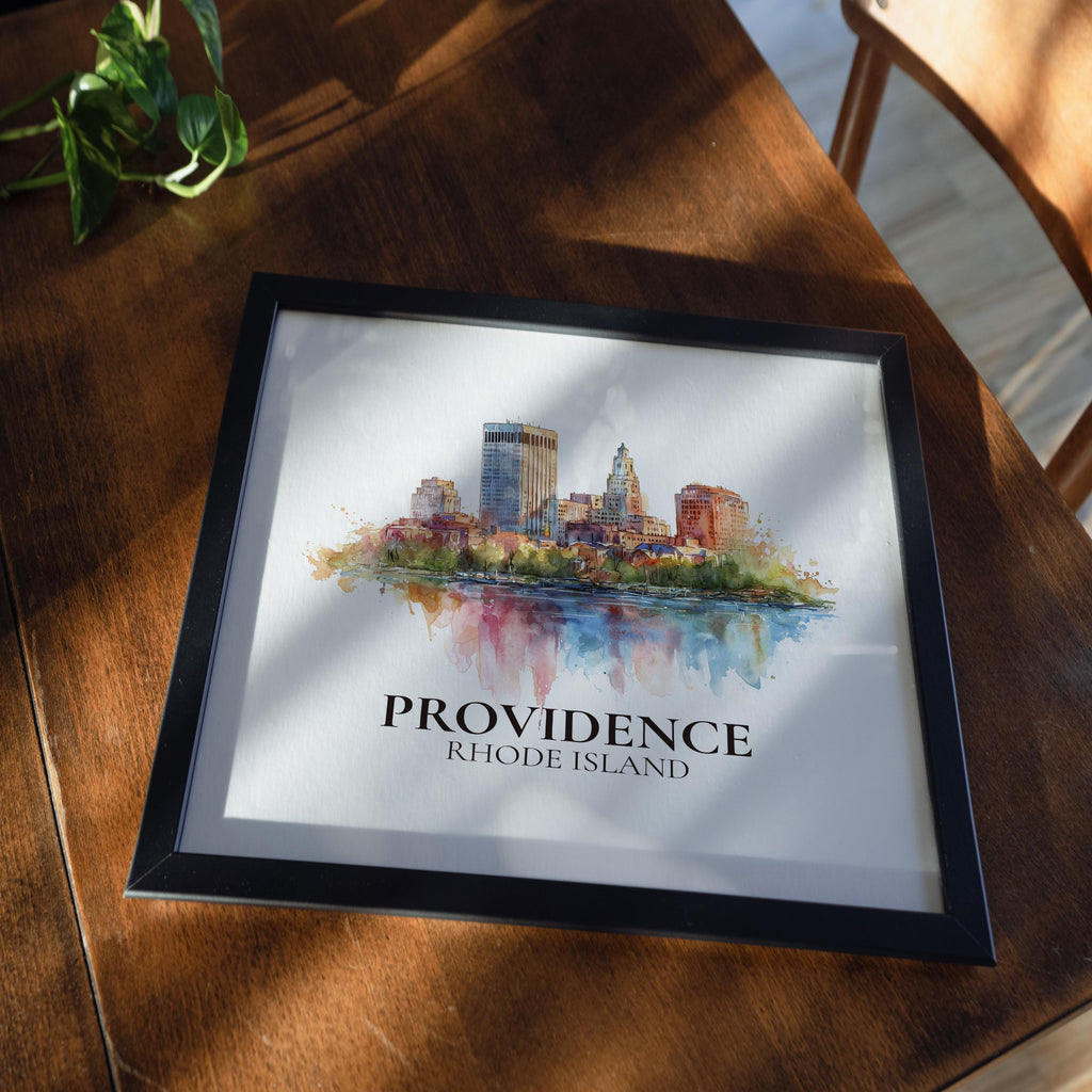 Providence Rhode Island Watercolor Wall Art Print, Custom Travel Poster, World Locations Keepsake Gift