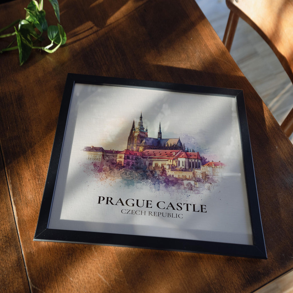 Prague Castle Czech Republic Watercolor Wall Art Print, Custom Travel Poster, World Locations Keepsake Gift