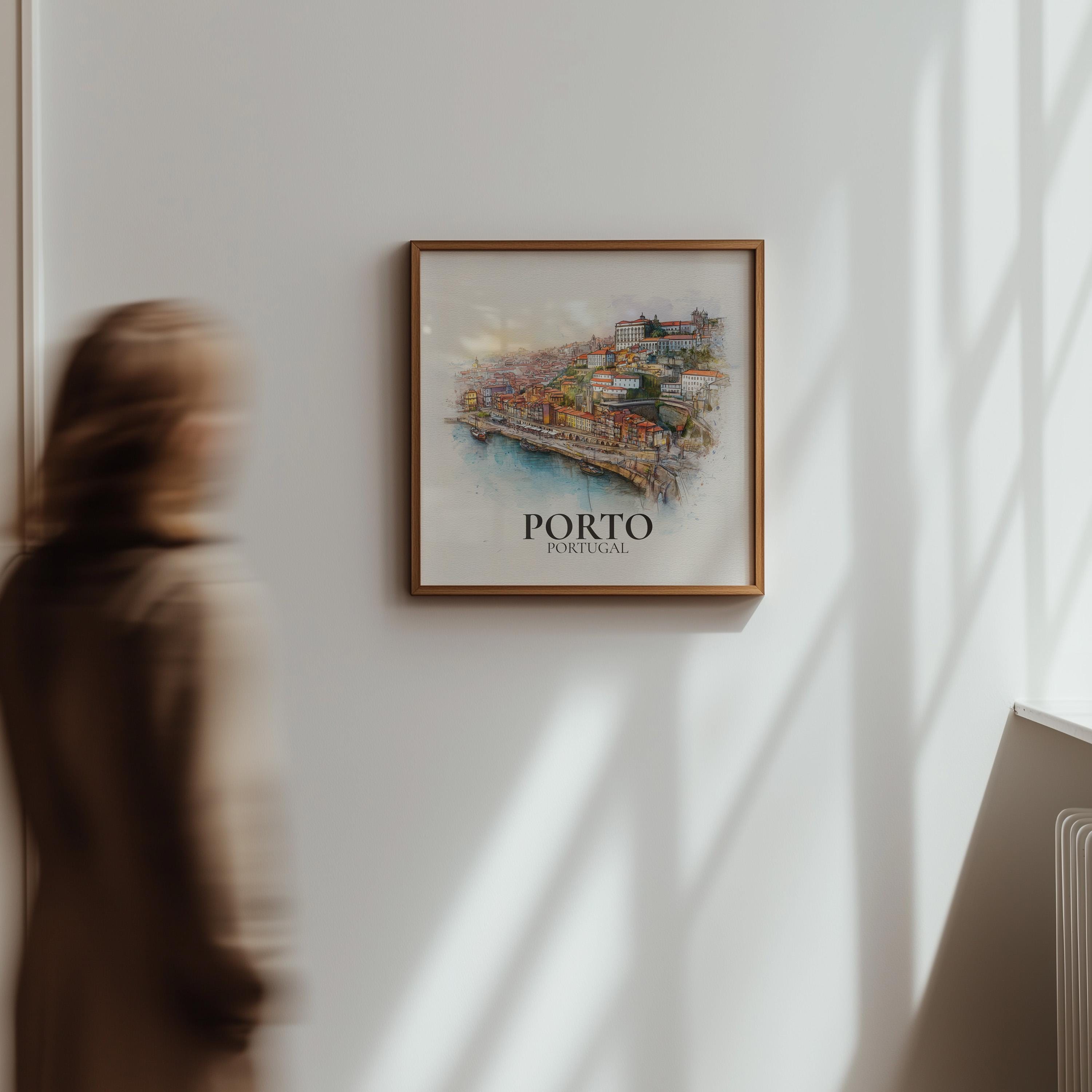 Porto Portugal Watercolor Wall Art Print, Custom Travel Poster, World Locations Keepsake Gift