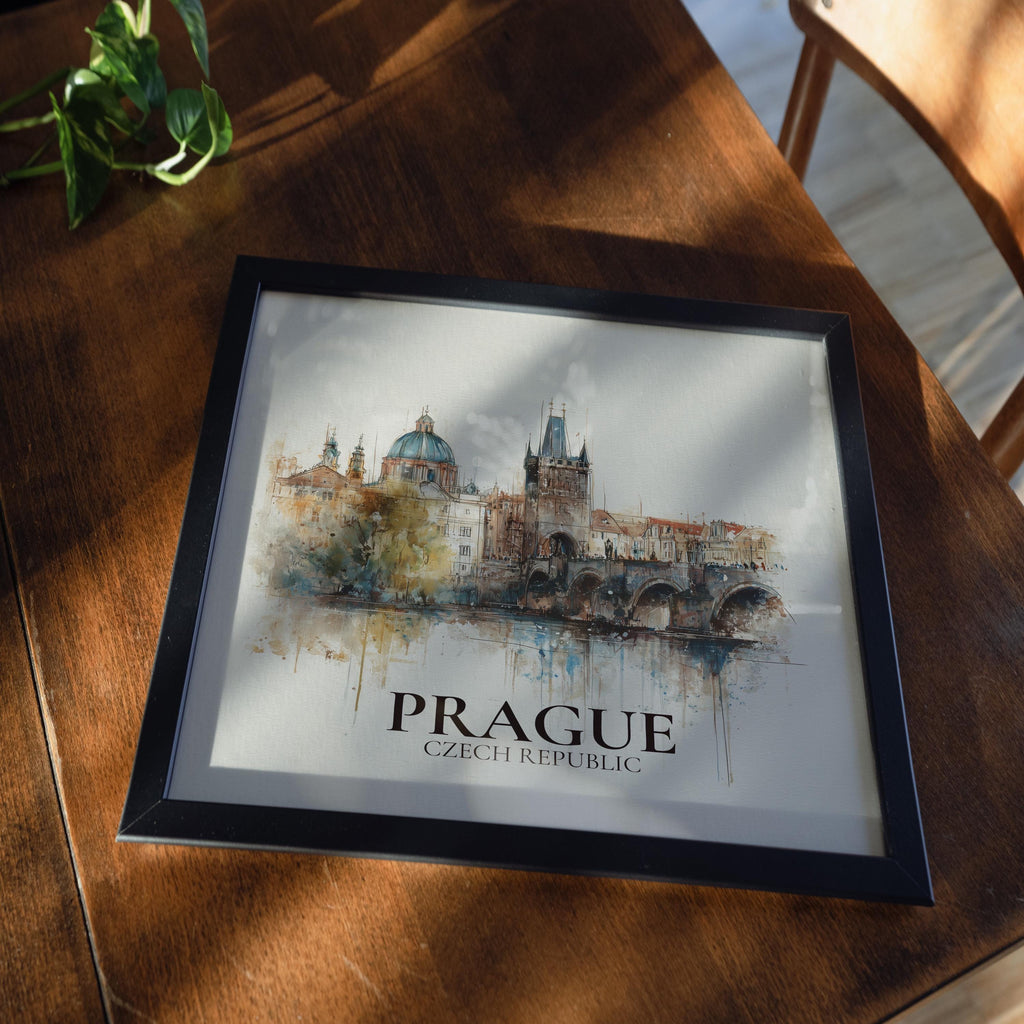 Prague Czech Republic Poster, Watercolor Wall Art Print, Custom Travel, World Locations Keepsake Gift