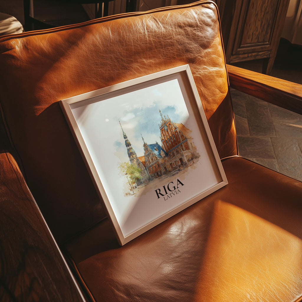 Riga Latvia Watercolor Wall Art Print, Custom Travel Poster, World Locations Keepsake Gift