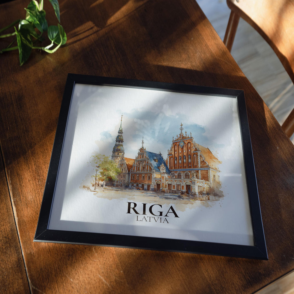 Riga Latvia Watercolor Wall Art Print, Custom Travel Poster, World Locations Keepsake Gift