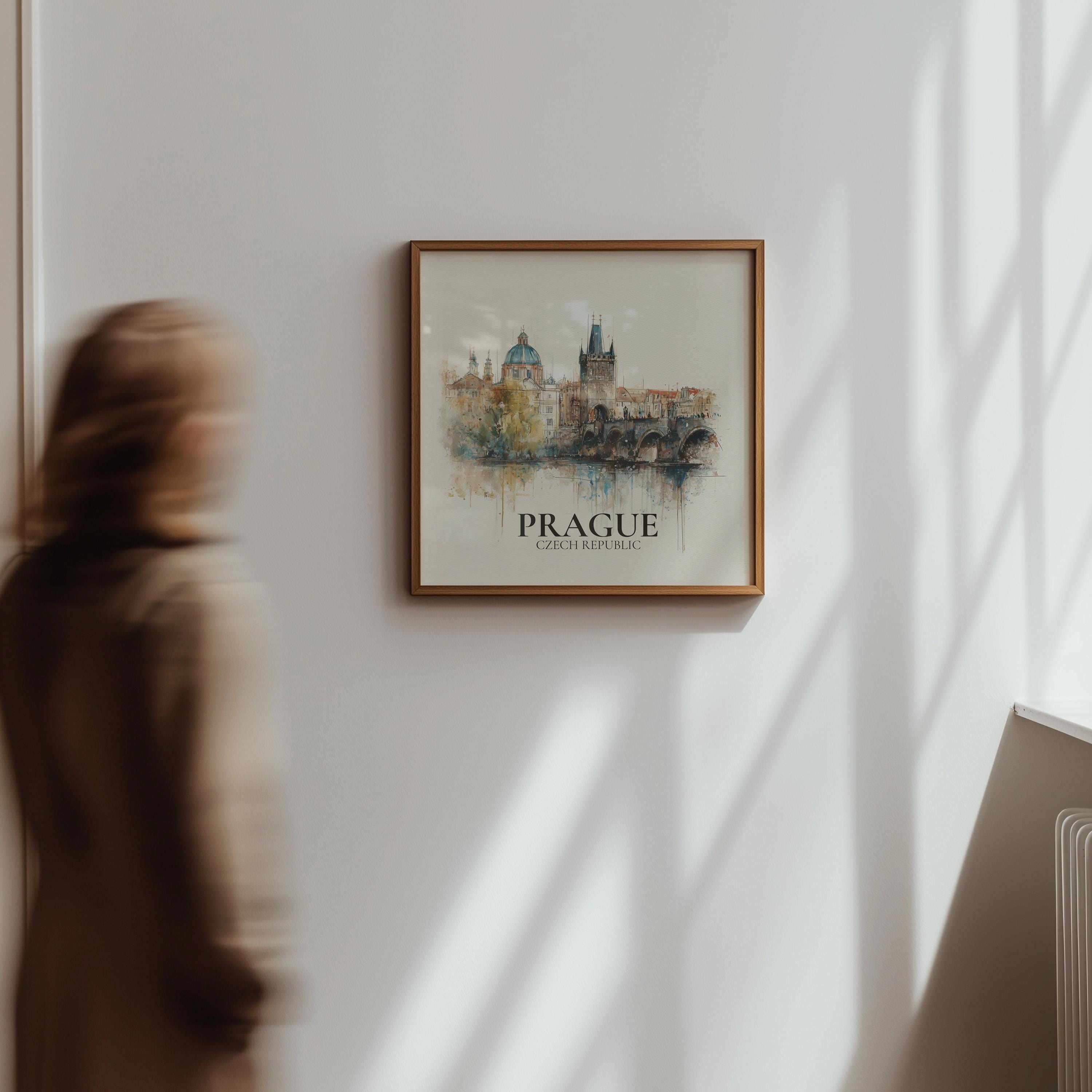 Prague Czech Republic Poster, Watercolor Wall Art Print, Custom Travel, World Locations Keepsake Gift