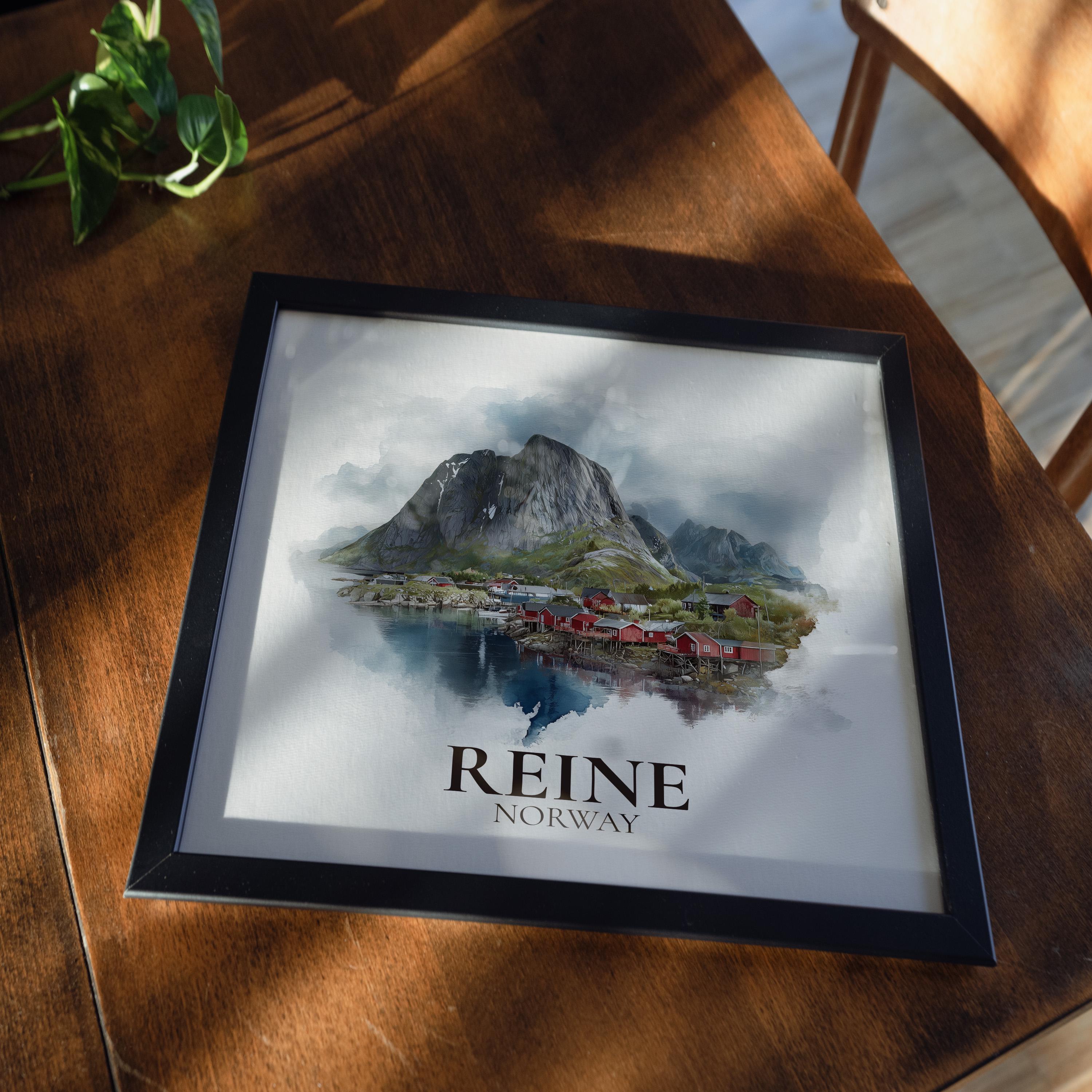 Reine Norway Watercolor Wall Art Print, Custom Travel Poster, World Locations Keepsake Gift