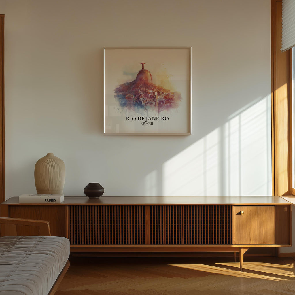 Rio Brazil Watercolor Wall Art Print, Custom Travel Poster, World Locations Keepsake Gift