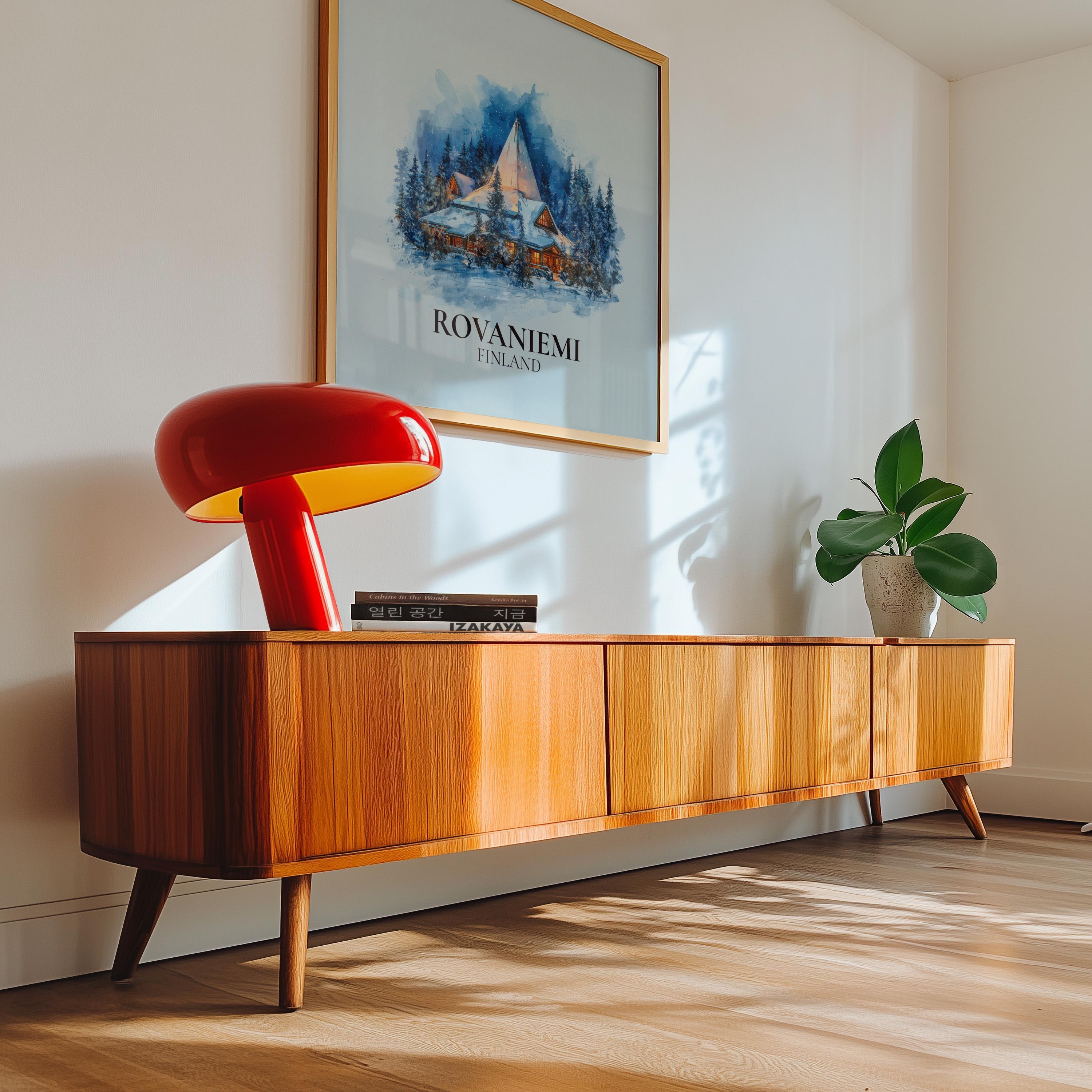 Rovaniemi Finland Watercolor Wall Art Print, Custom Travel Poster, World Locations Keepsake Gift