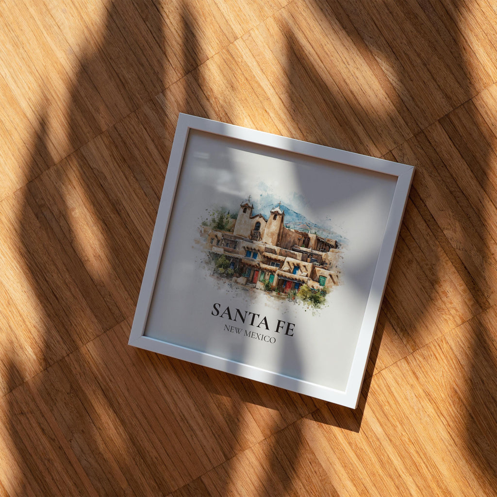 Santa Fe New Mexico Watercolor Wall Art Print, Custom Travel Poster, World Locations Keepsake Gift