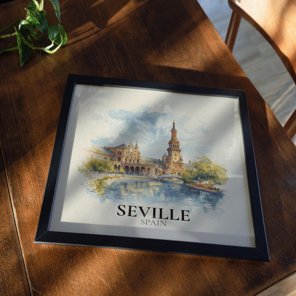 Seville Spain Wall Art Watercolor Print, Custom Travel Poster, World Locations Keepsake Gift