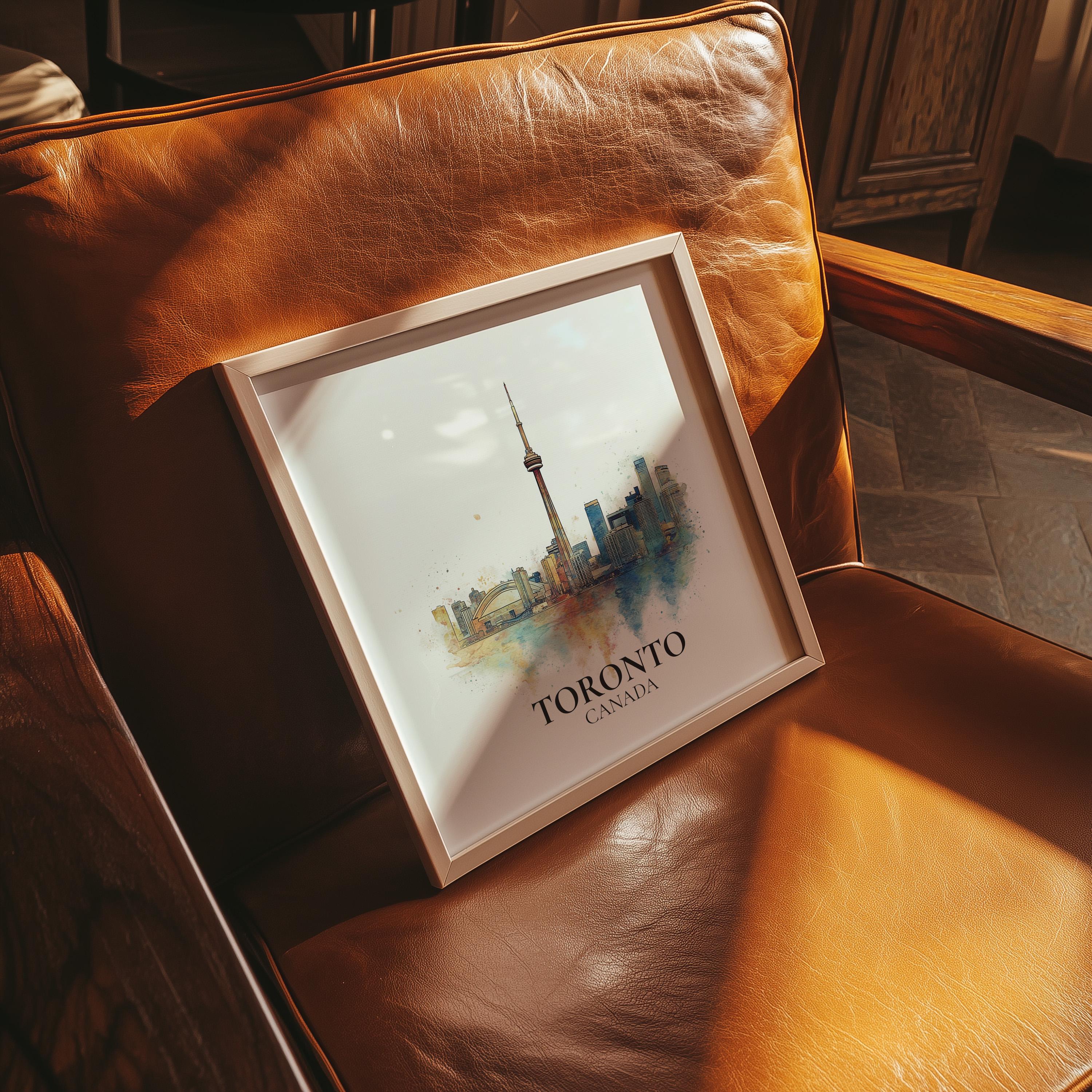 Toronto Canada Watercolor Wall Art Print, Custom Travel Poster, World Locations Keepsake Gift