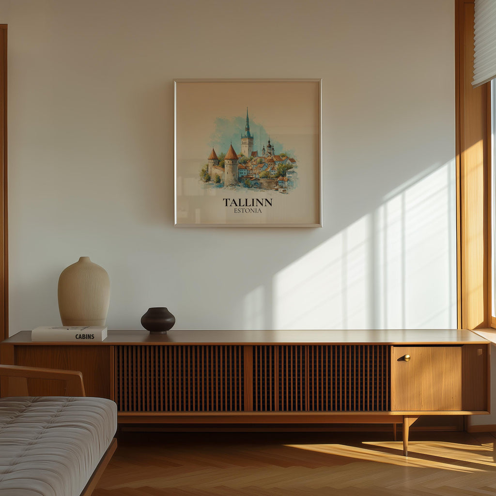 Tallinn Wall Art Estonia Watercolor Print, Custom Travel Poster, World Locations Keepsake Gift