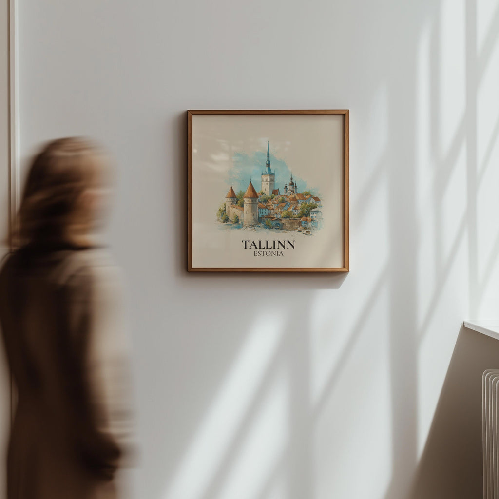 Tallinn Wall Art Estonia Watercolor Print, Custom Travel Poster, World Locations Keepsake Gift