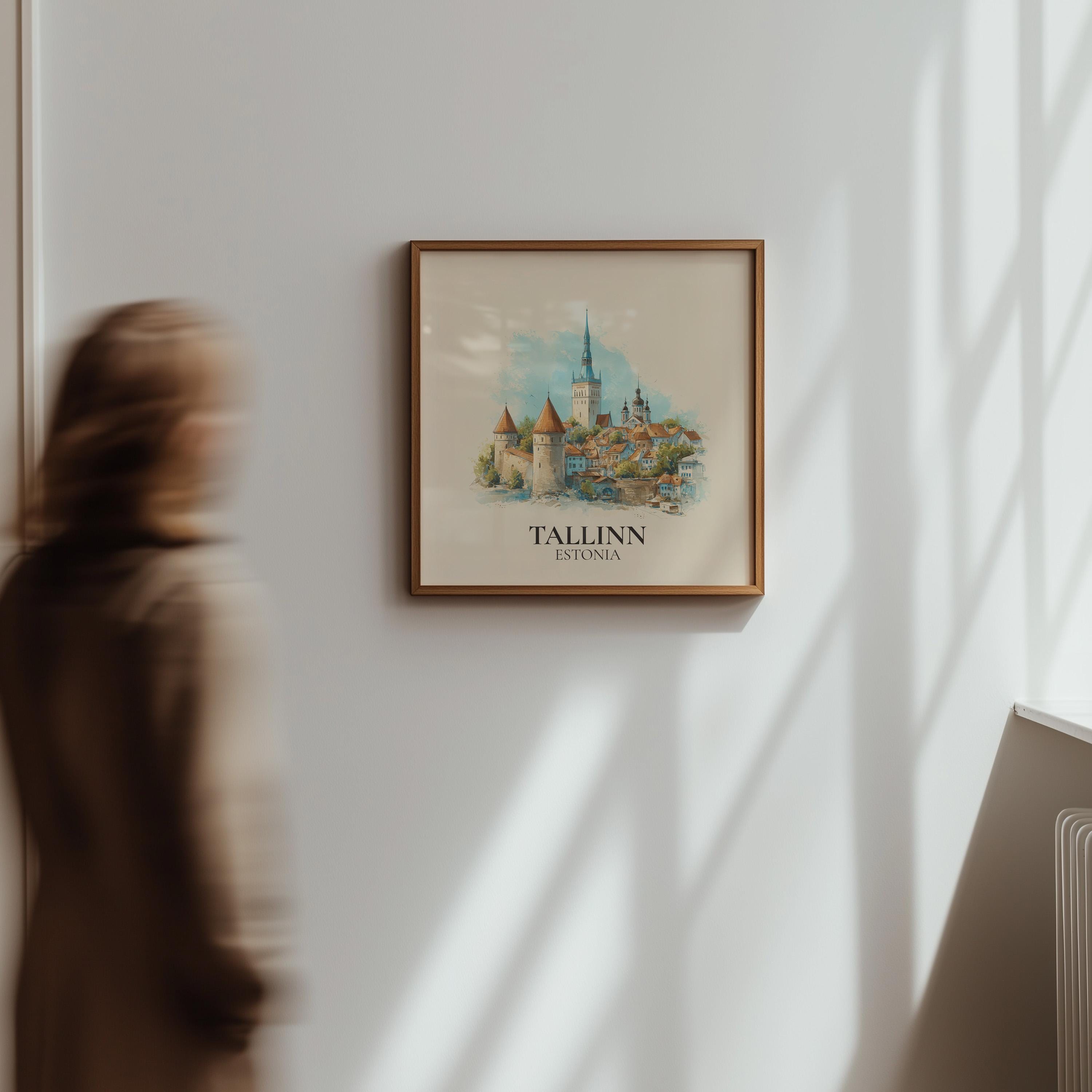 Tallinn Wall Art Estonia Watercolor Print, Custom Travel Poster, World Locations Keepsake Gift