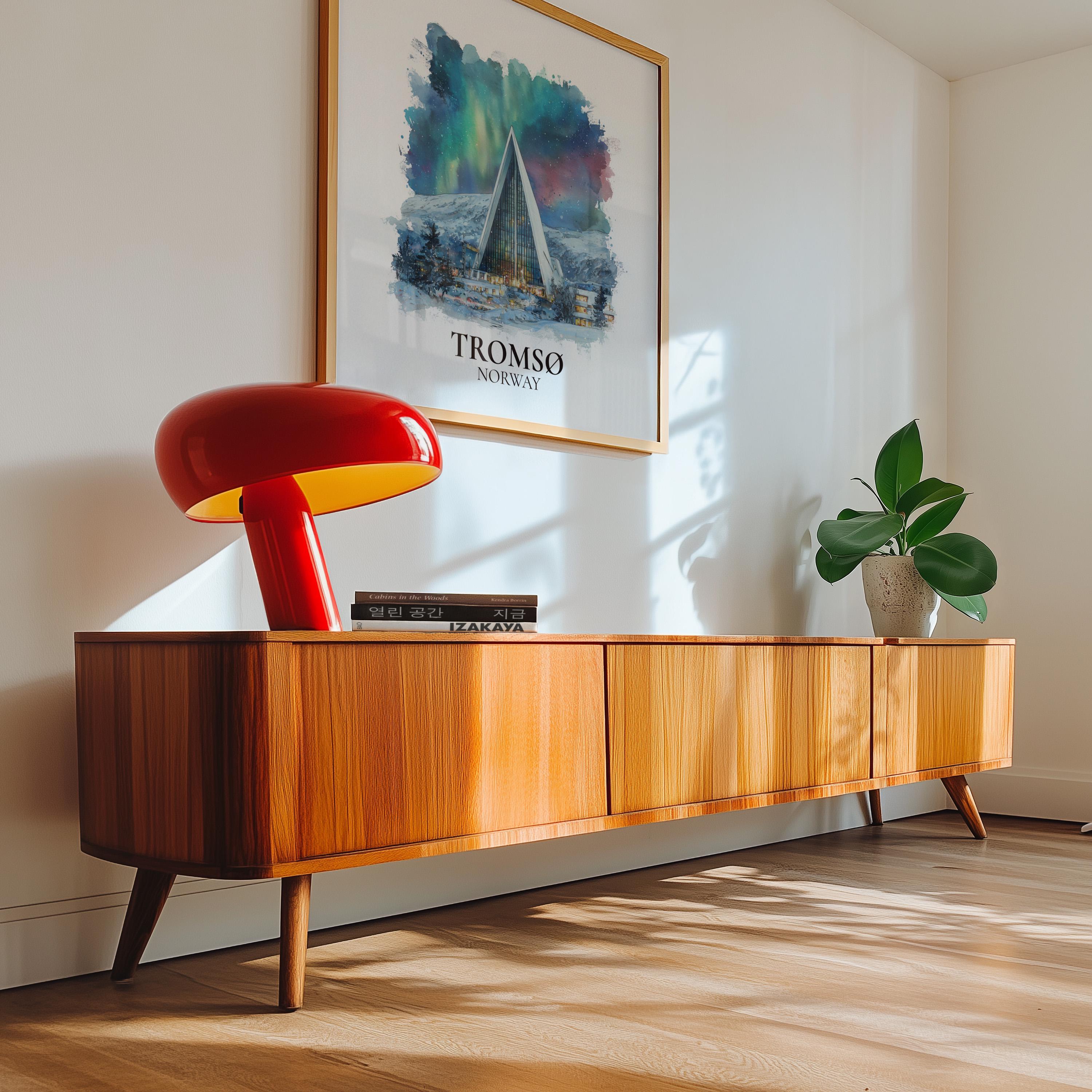 Tromso Norway Watercolor Wall Art Print, Custom Travel Poster, World Locations Keepsake Gift