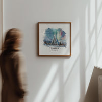 Tromso Norway Watercolor Wall Art Print, Custom Travel Poster, World Locations Keepsake Gift