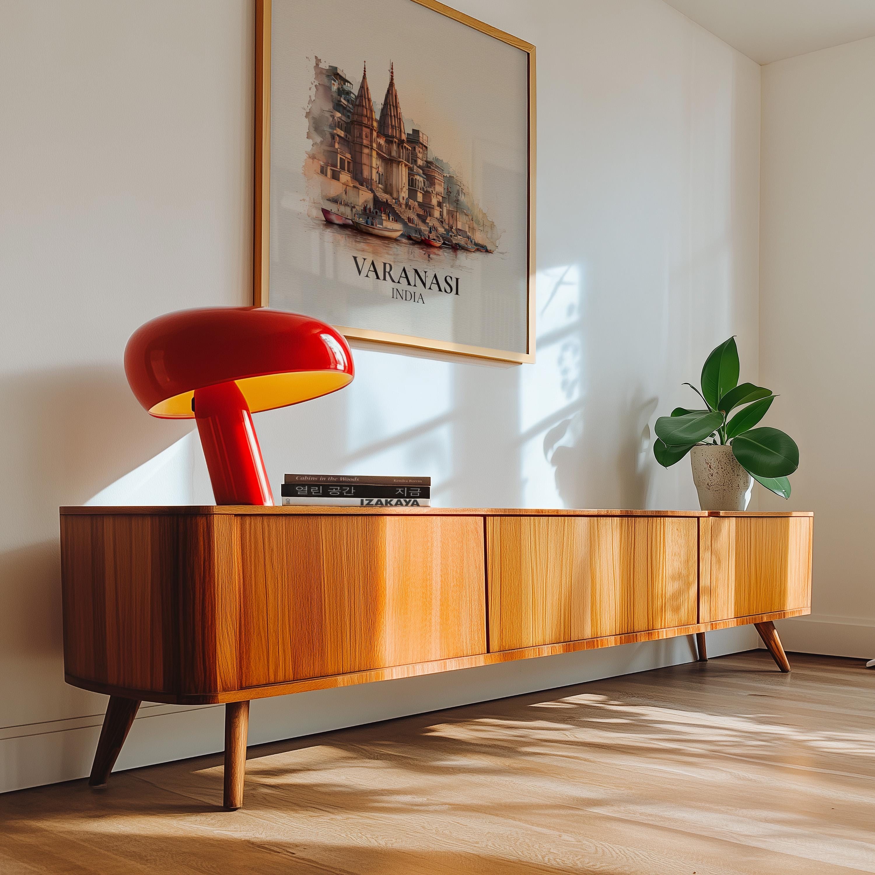 Varanasi India Watercolor Wall Art Print, Custom Travel Poster, World Locations Keepsake Gift