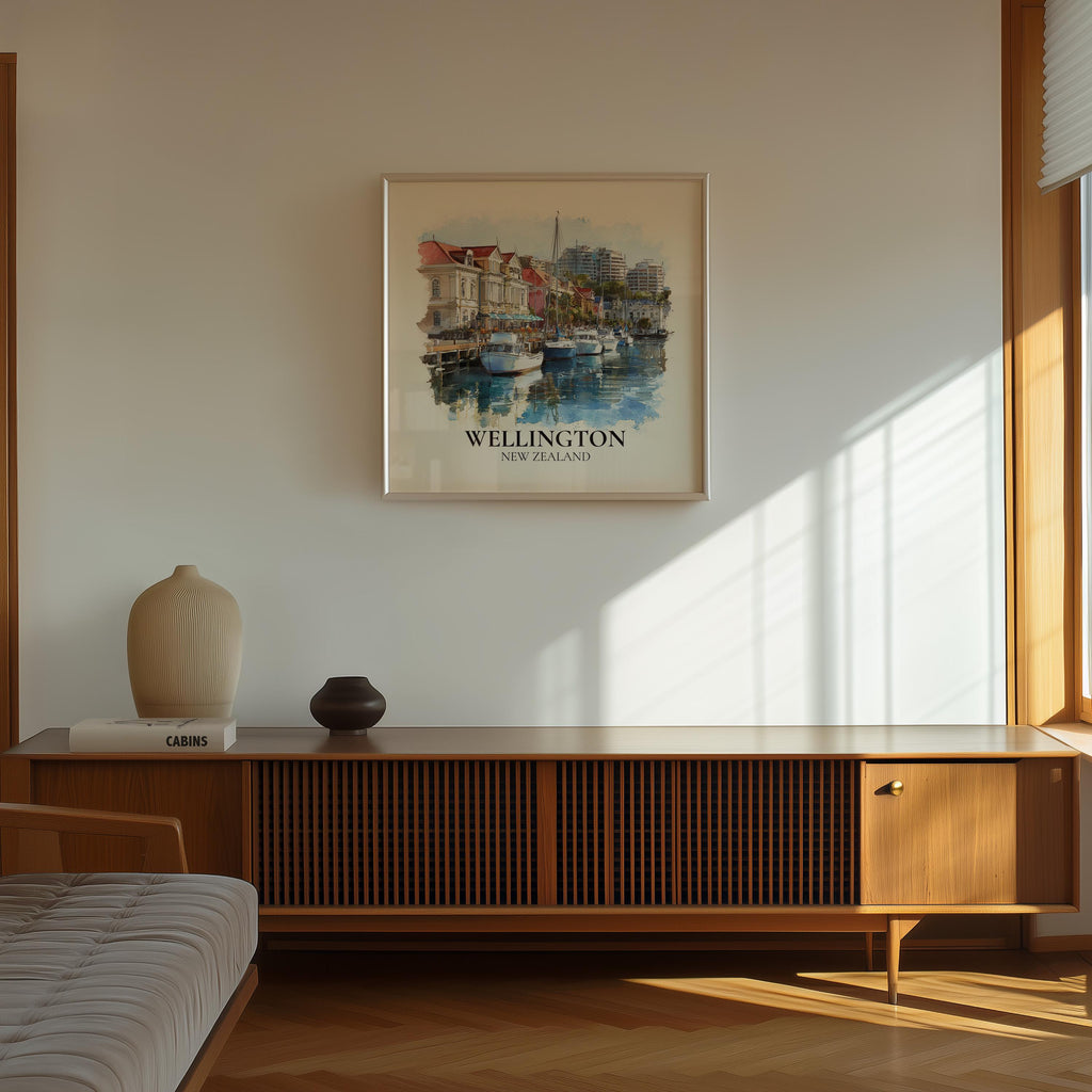 Wellington New Zealand Watercolor Wall Art Print, Custom Travel Poster, World Locations Keepsake Gift