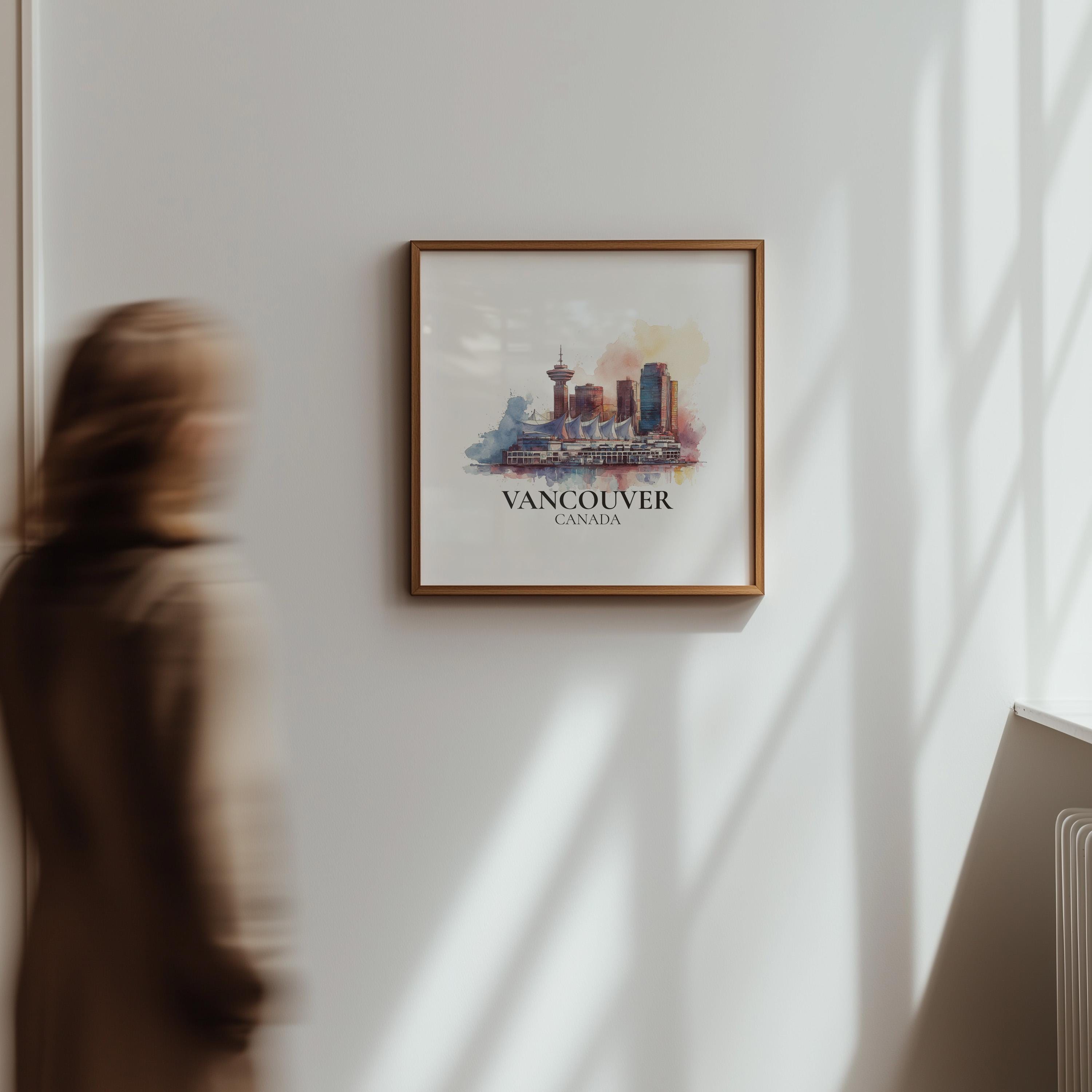 Vancouver Canada Watercolor Wall Art Print, Custom Travel Poster, World Locations Keepsake Gift