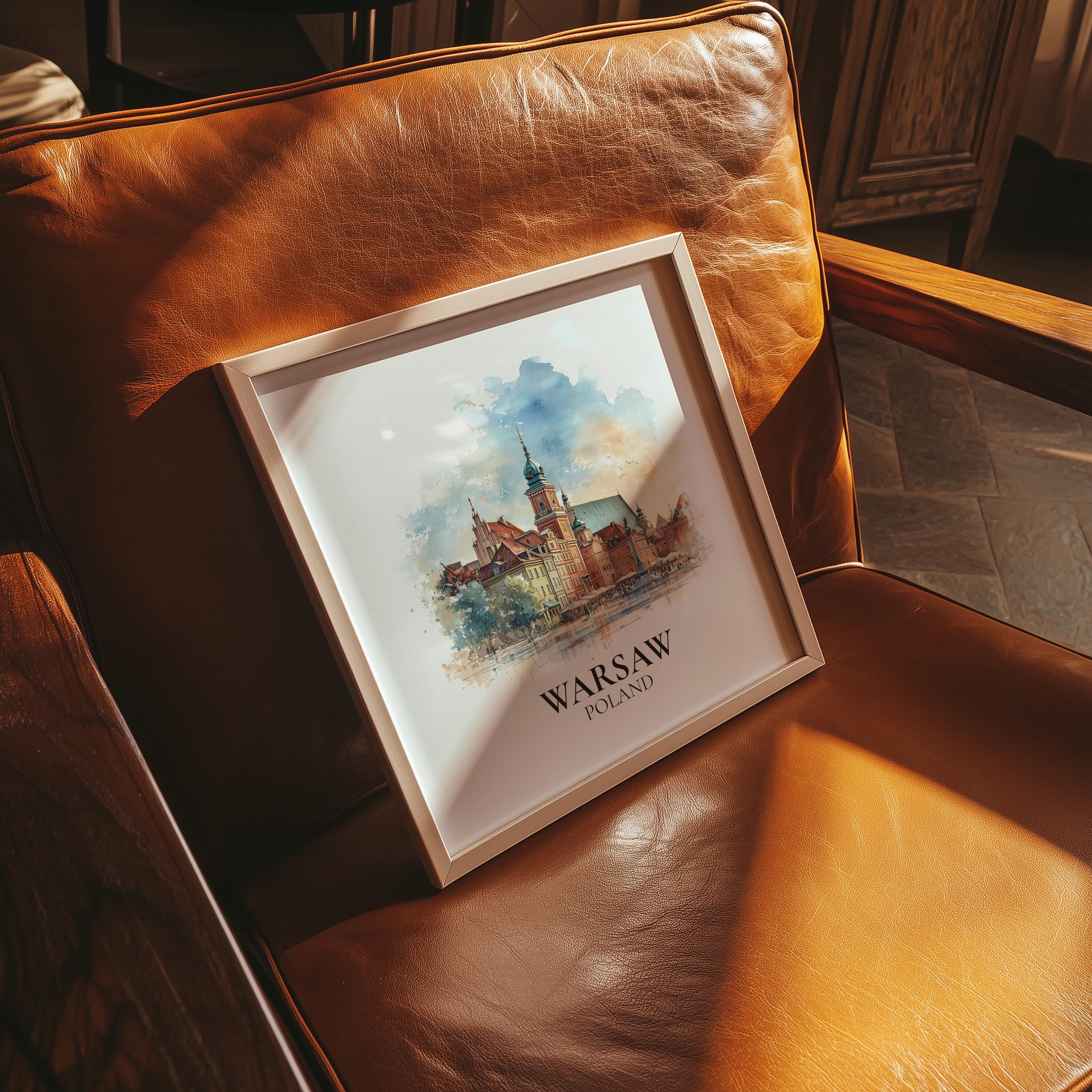 Warsaw Poland Watercolor Wall Art Print, Custom Travel Poster, World Locations Keepsake Gift