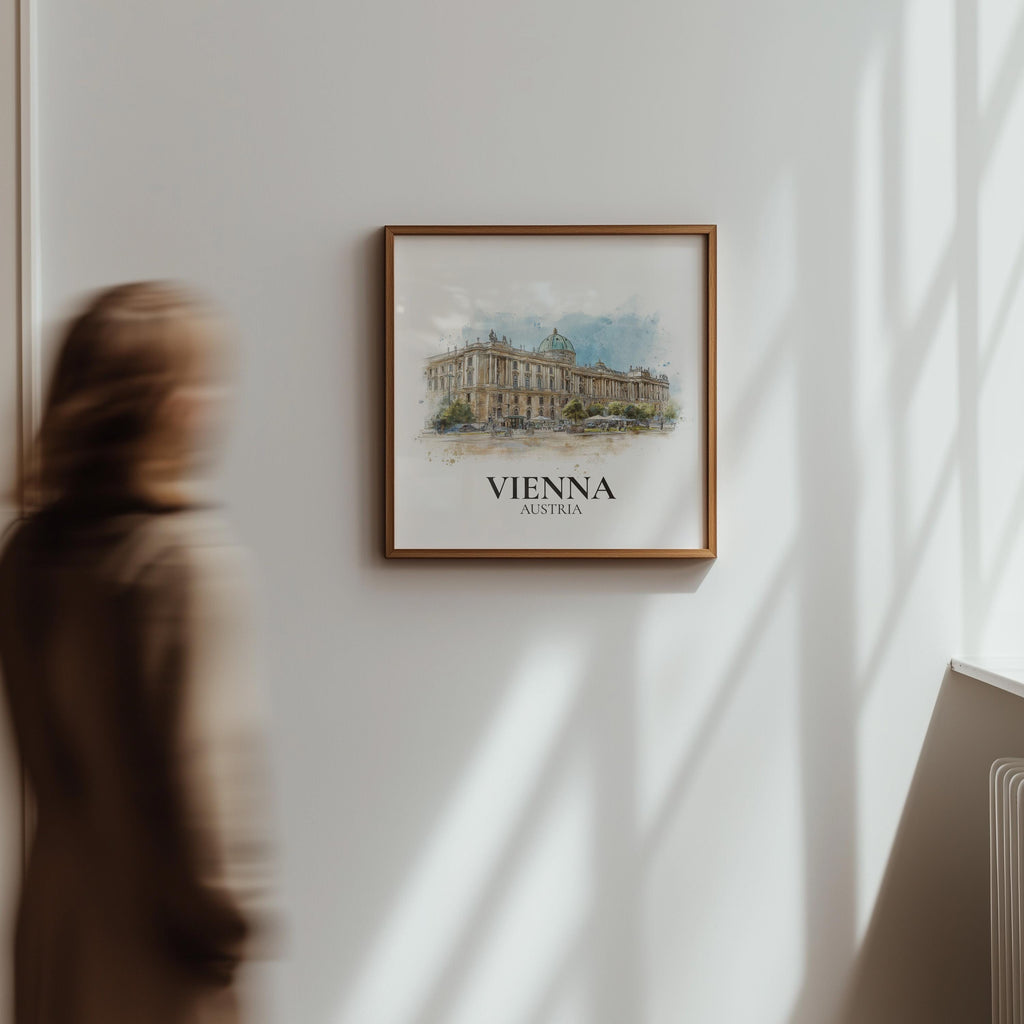 Vienna Austria Watercolor Wall Art Print, Custom Travel Poster, World Locations Keepsake Gift