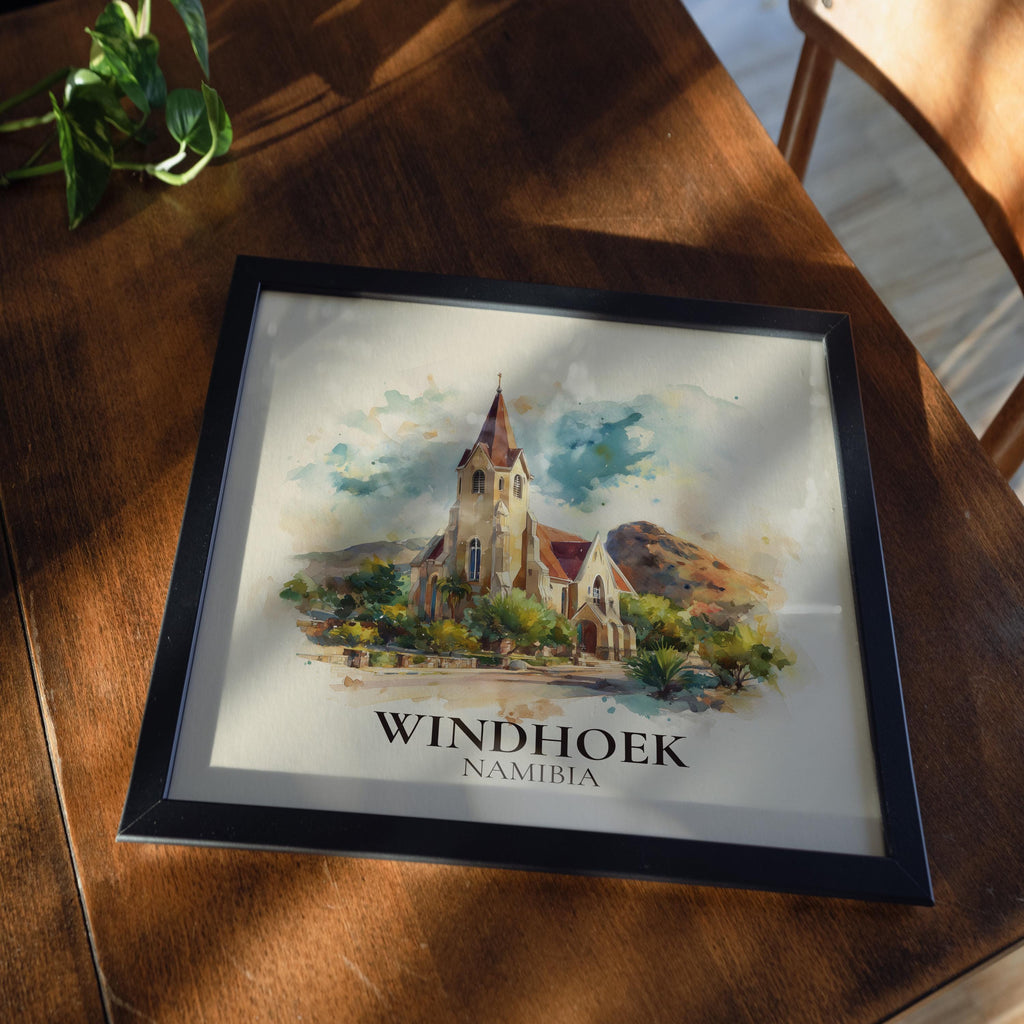 Windhoek Namibia Watercolor Wall Art Print, Custom Travel Poster, World Locations Keepsake Gift