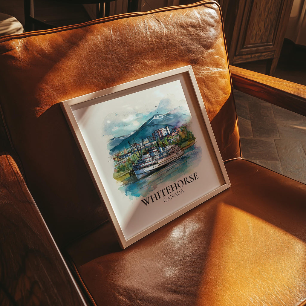 Whitehorse Canada Yukon Watercolor Wall Art Print, Custom Travel Poster, World Locations Keepsake Gift