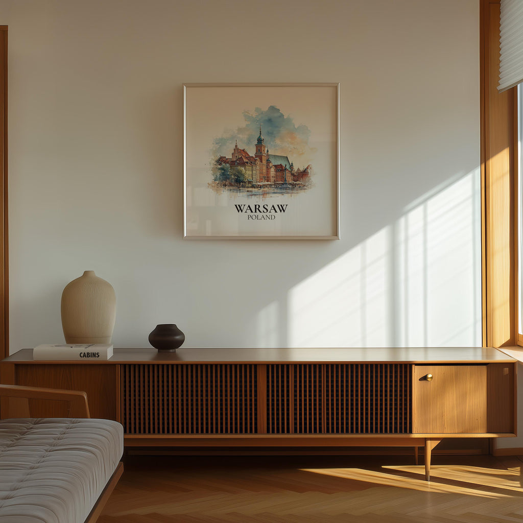 Warsaw Poland Watercolor Wall Art Print, Custom Travel Poster, World Locations Keepsake Gift