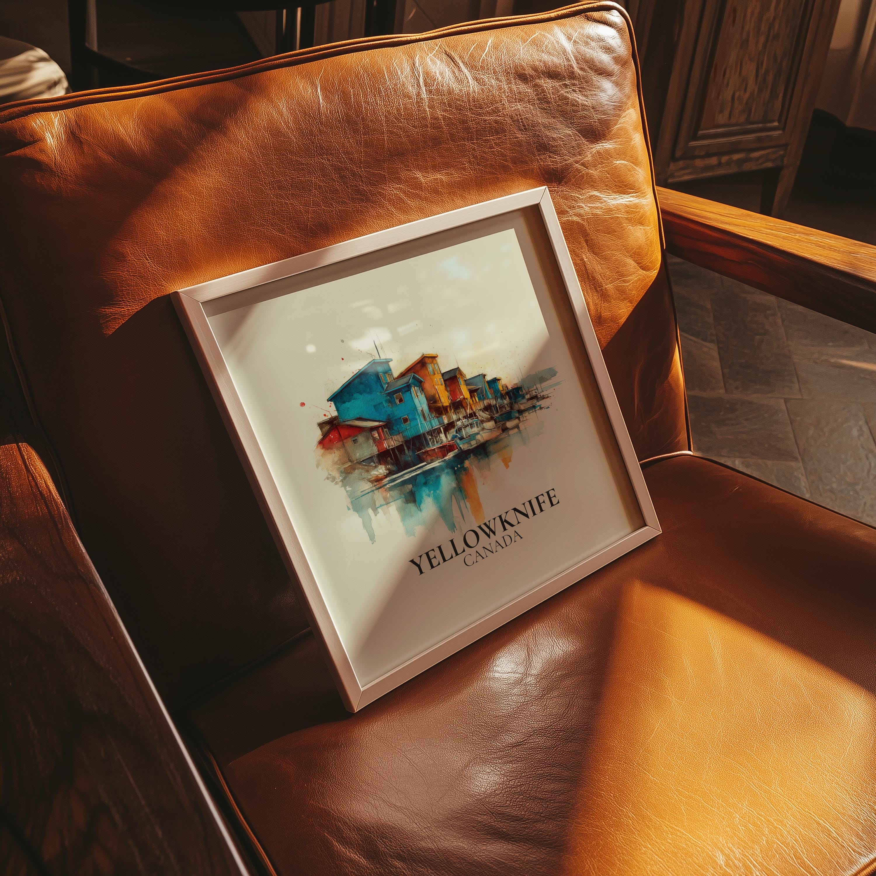 Yellowknife Canada Watercolor Wall Art Print, Custom Travel Poster, World Locations Keepsake Gift