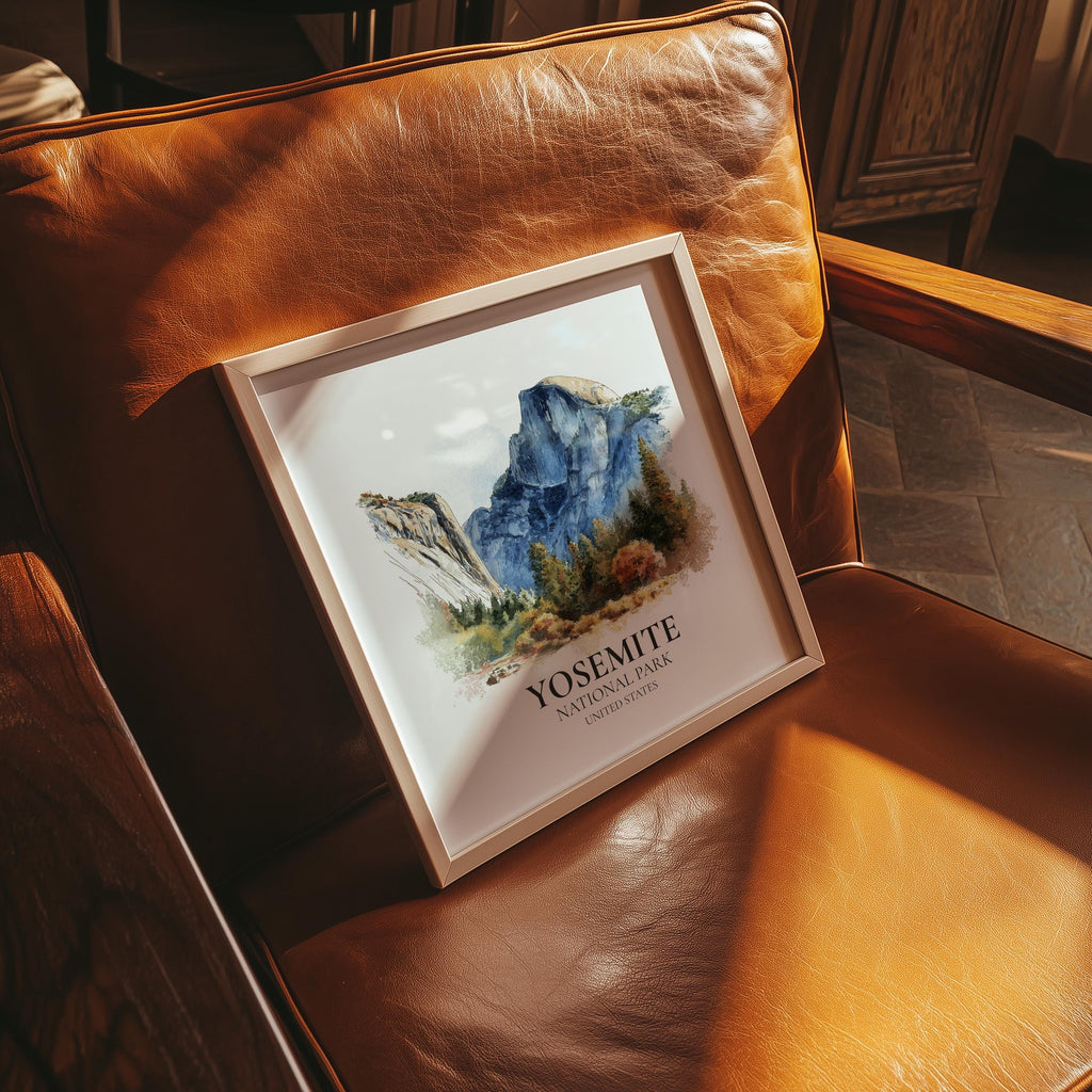 Yosemite National Park United States Watercolor Wall Art Print, Custom Travel Poster, World Locations Keepsake Gift