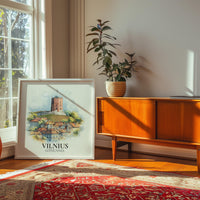 Vilnius Lithuania Watercolor Wall Art Print, Custom Travel Poster, World Locations Keepsake Gift