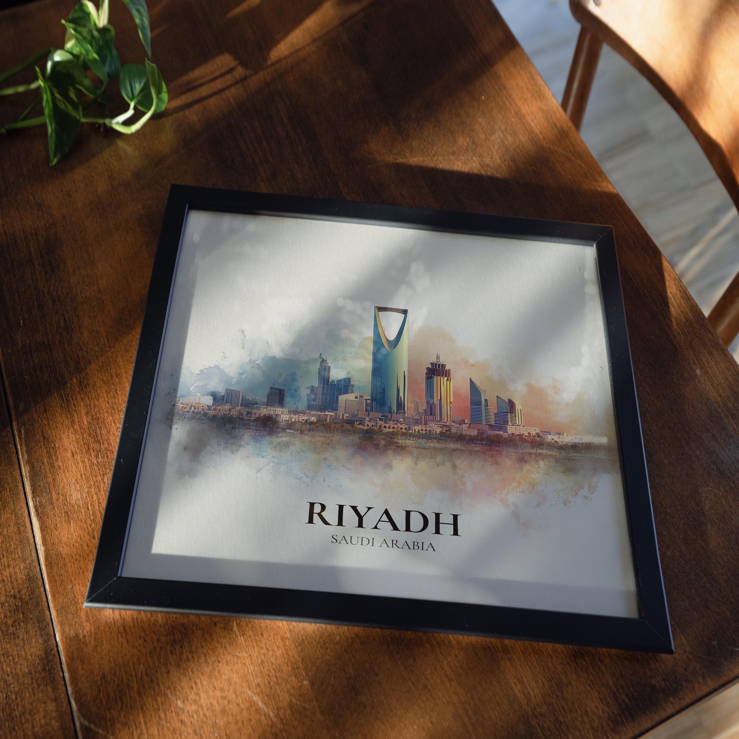 Riyadh Saudi Arabia Watercolor Wall Art Print, Custom Travel Poster, World Locations Keepsake Gift