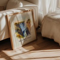 Victoria Falls Zambia Watercolor Wall Art Print, Custom Travel Poster, World Locations Keepsake Gift