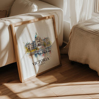 Victoria Canada Watercolor Wall Art Print, Custom Travel Poster, World Locations Keepsake Gift