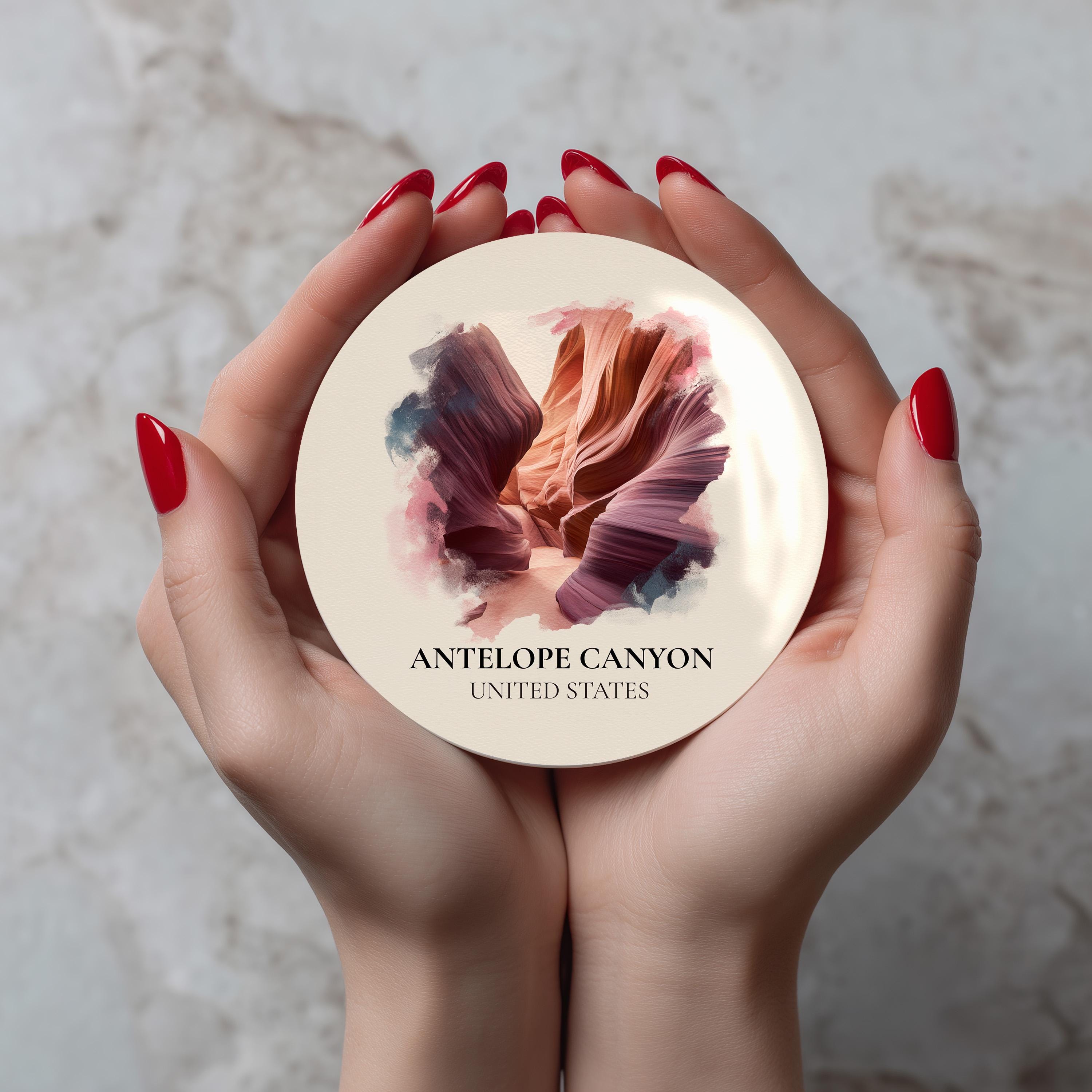 Antelope Canyon United States Coaster, Watercolor Personalized Painting, Travel Gift Souvenir, Home Decor, Ceramic Set