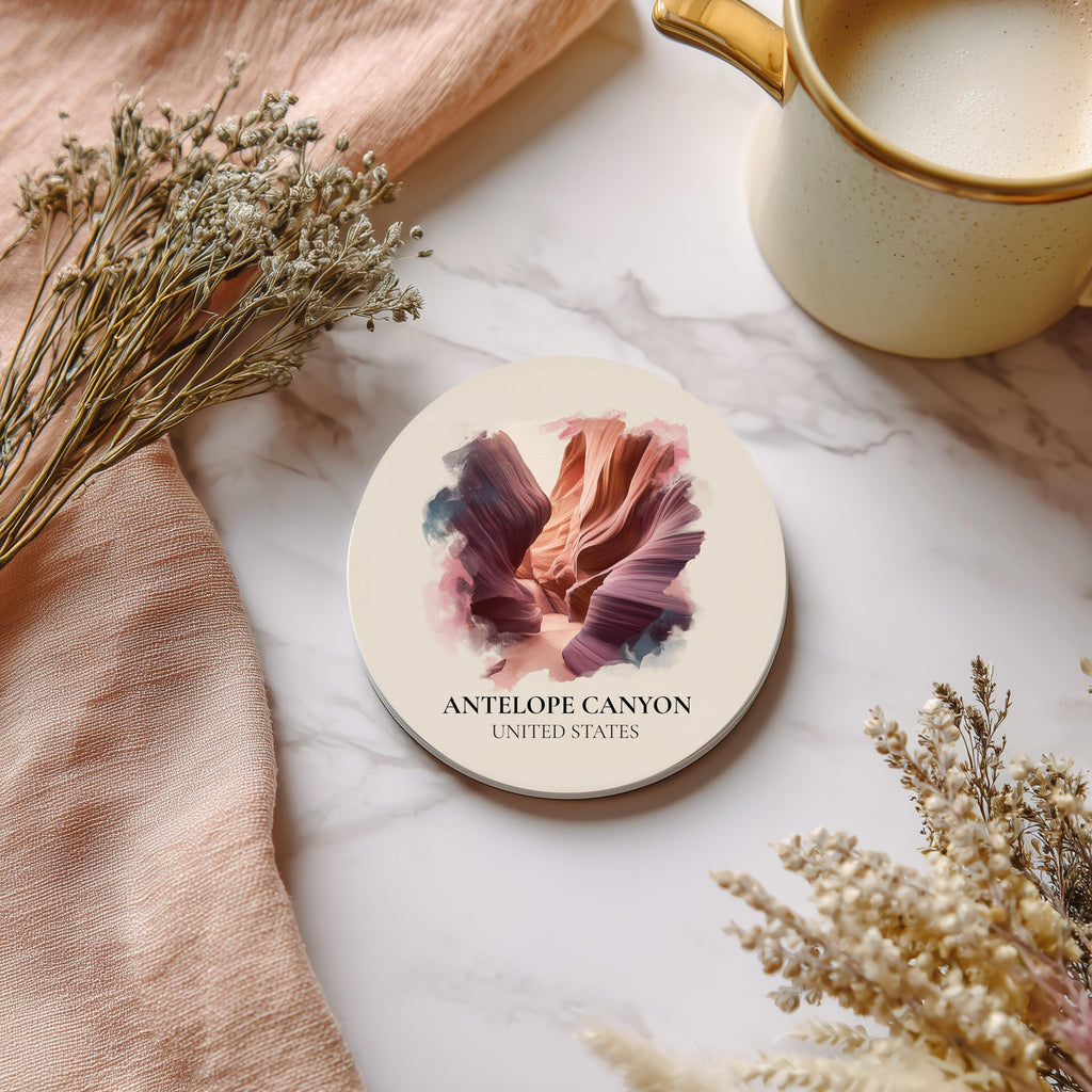 Antelope Canyon United States Coaster, Watercolor Personalized Painting, Travel Gift Souvenir, Home Decor, Ceramic Set