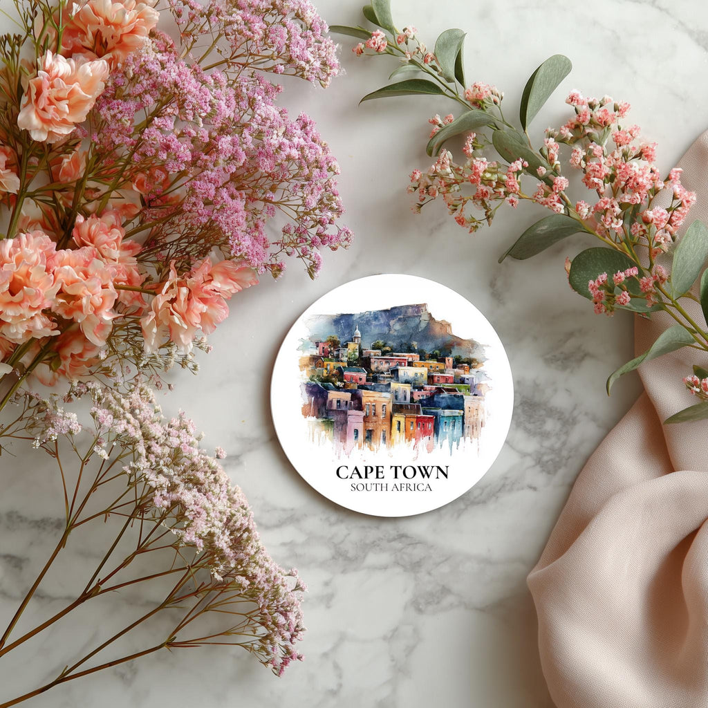 Cape Town South Africa Coaster, Watercolor Personalized Painting, Travel Gift Souvenir, Home Decor, Ceramic Set
