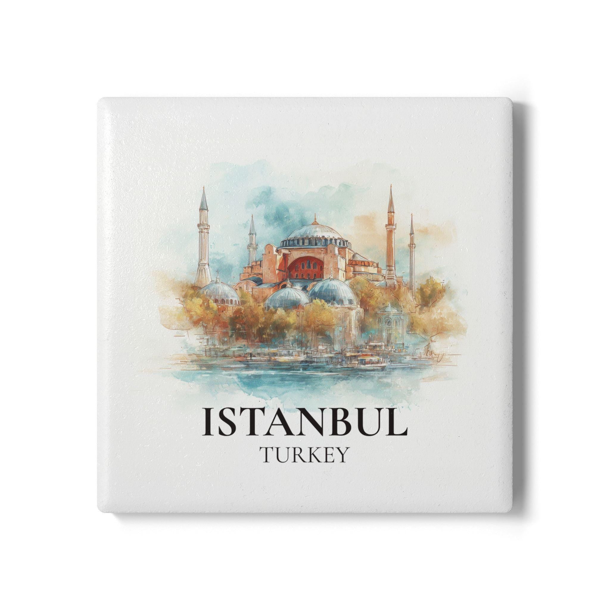 Coaster Temo Sq Circle Coaster, Watercolor Personalized Painting, Travel Gift Souvenir, Home Decor, Ceramic Set