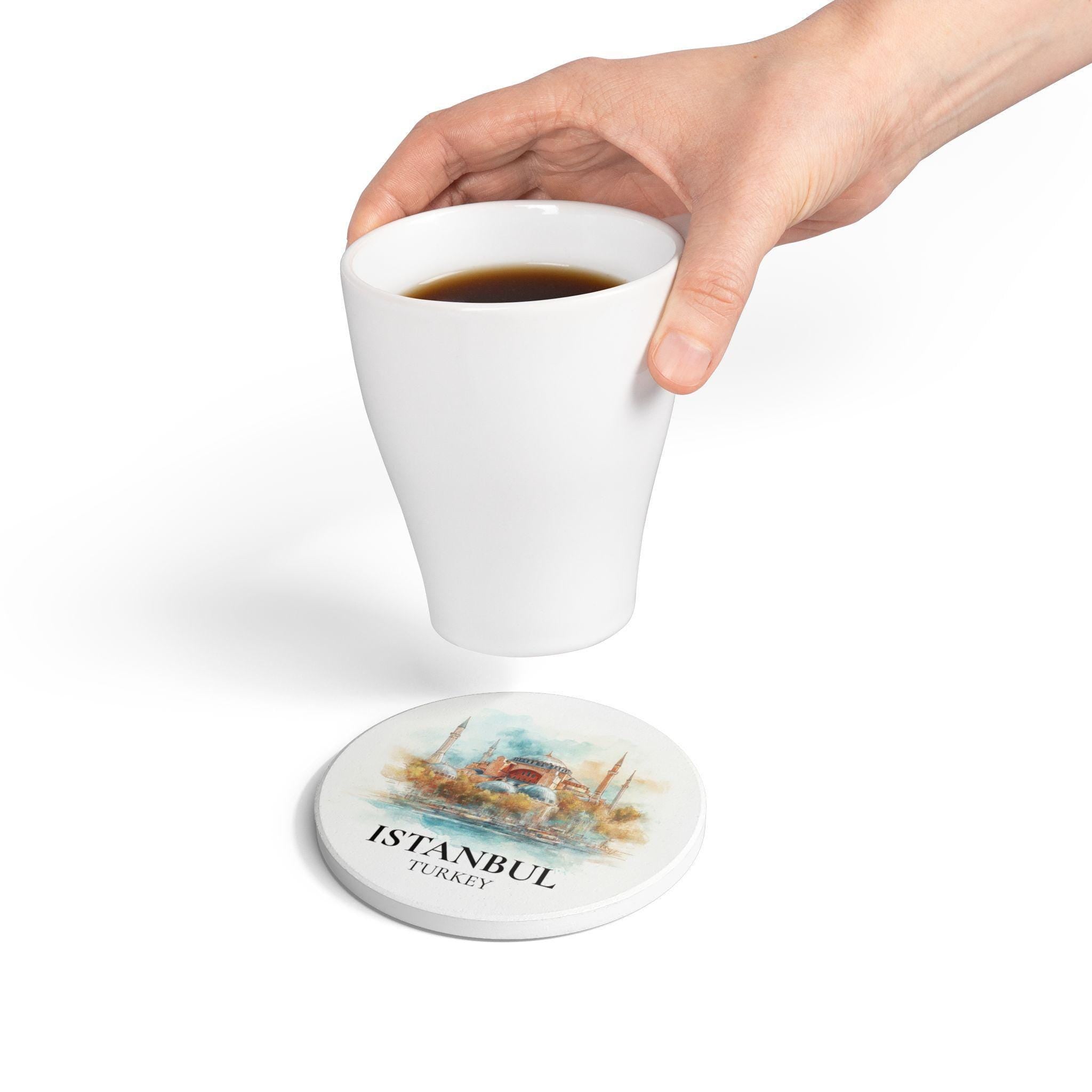 Coaster Temo Sq Circle Coaster, Watercolor Personalized Painting, Travel Gift Souvenir, Home Decor, Ceramic Set