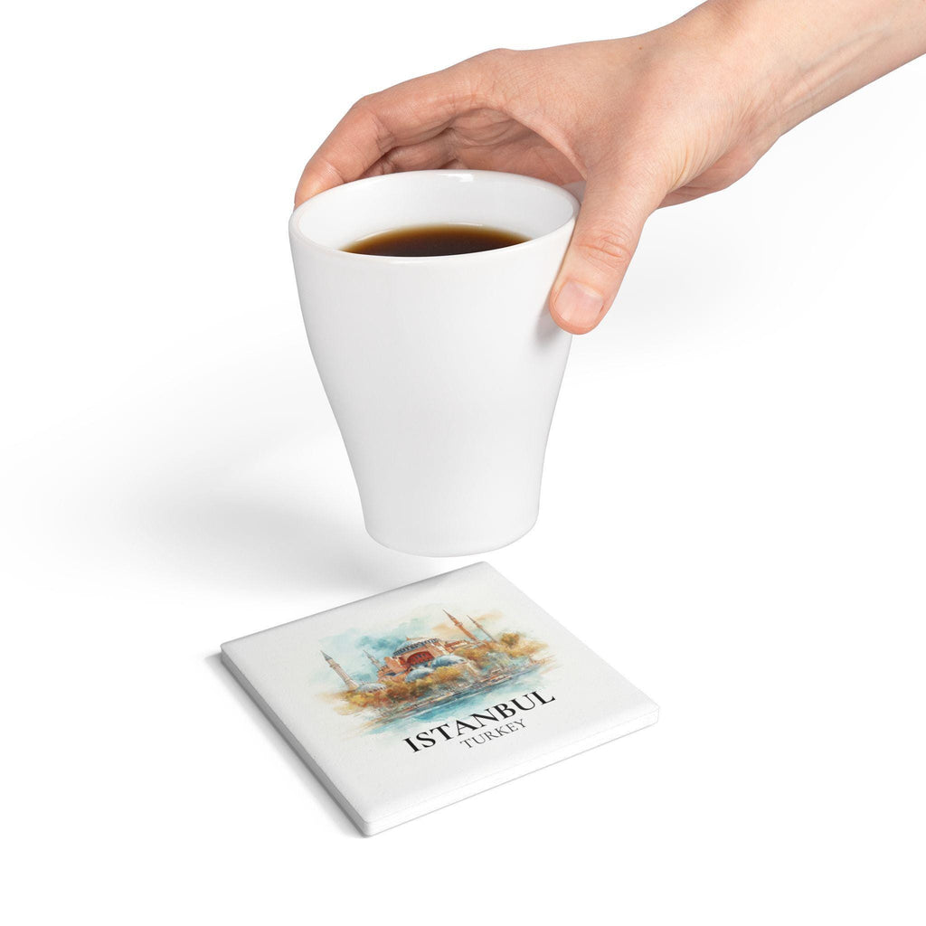Coaster Temo Sq Circle Coaster, Watercolor Personalized Painting, Travel Gift Souvenir, Home Decor, Ceramic Set