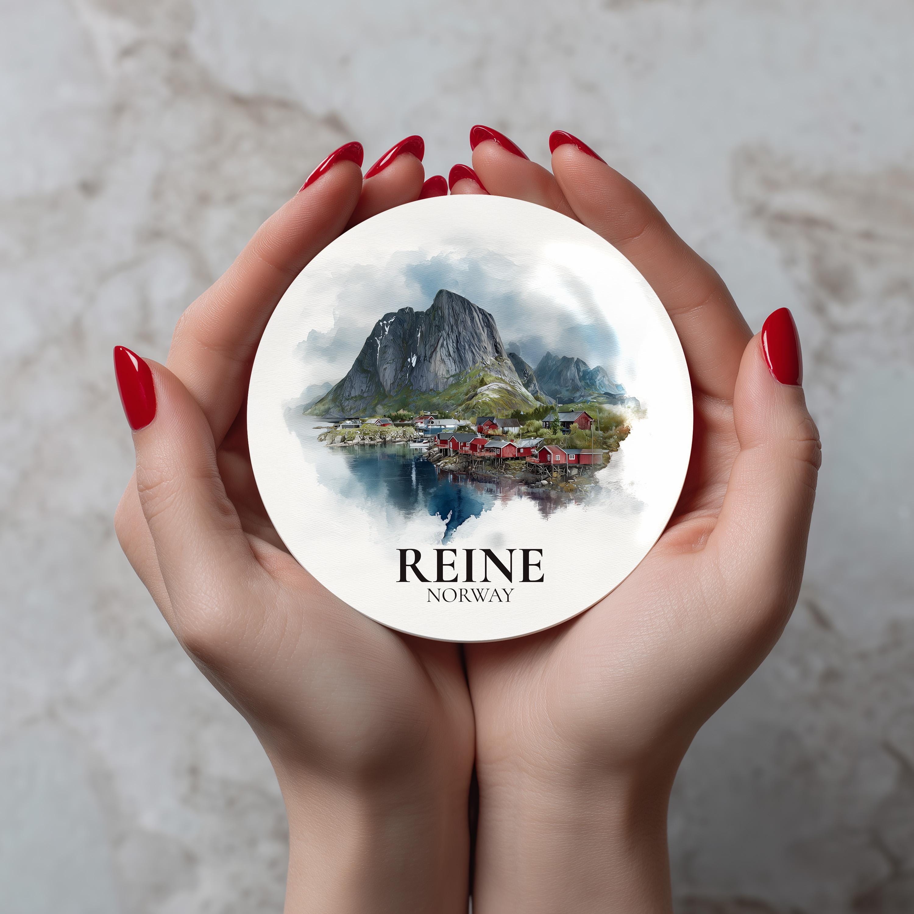 Reine Norway Coaster, Watercolor Personalized Painting, Travel Gift Souvenir, Home Decor, Ceramic Set