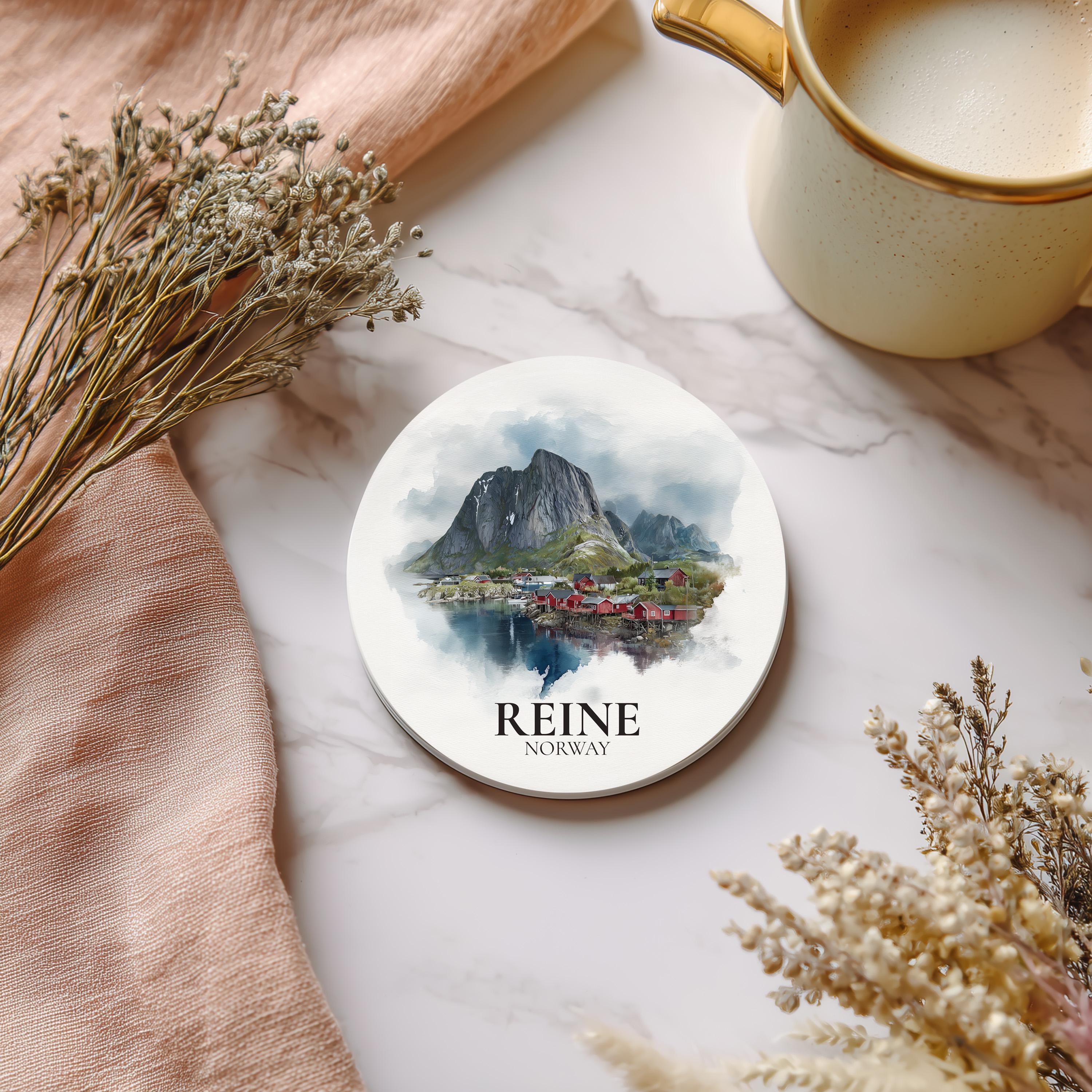 Reine Norway Coaster, Watercolor Personalized Painting, Travel Gift Souvenir, Home Decor, Ceramic Set