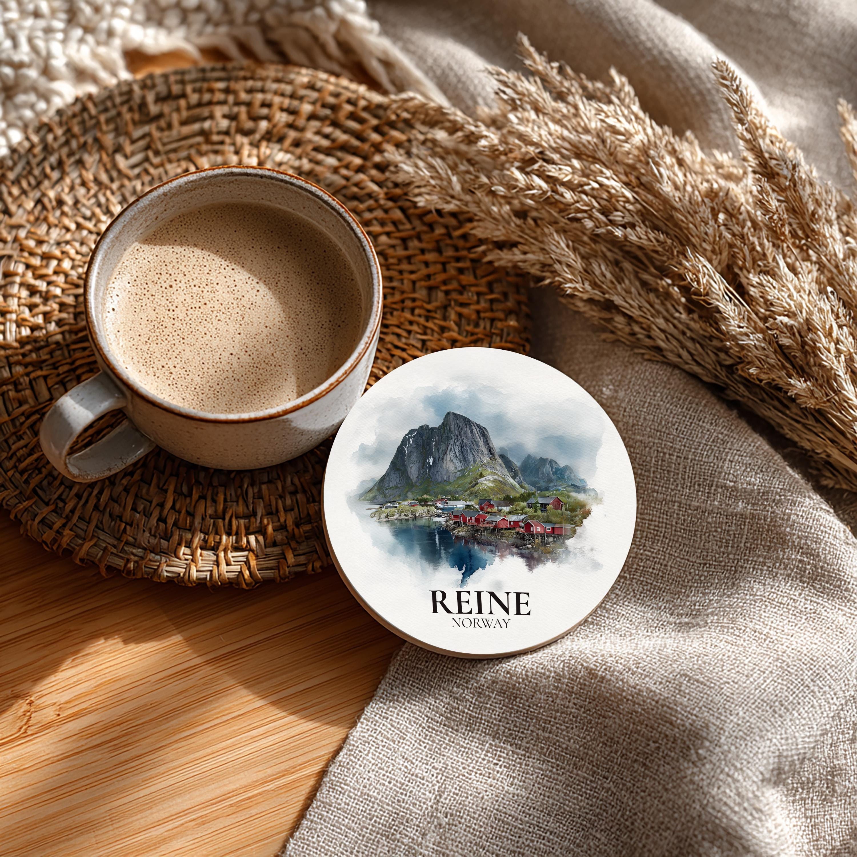 Reine Norway Coaster, Watercolor Personalized Painting, Travel Gift Souvenir, Home Decor, Ceramic Set