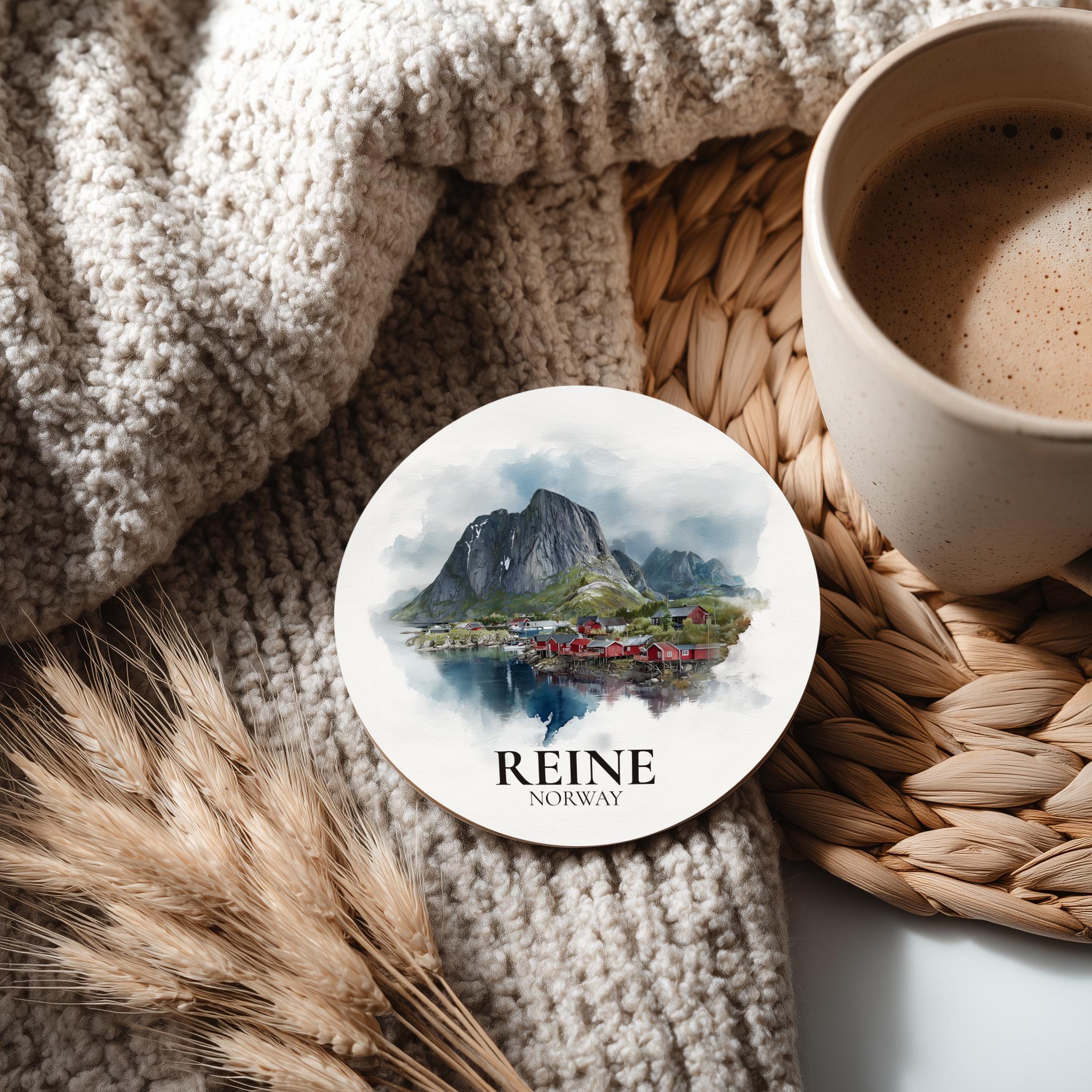 Reine Norway Coaster, Watercolor Personalized Painting, Travel Gift Souvenir, Home Decor, Ceramic Set