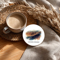 Sahara Desert Coaster, Watercolor Personalized Painting, Travel Gift Souvenir, Home Decor, Ceramic Set