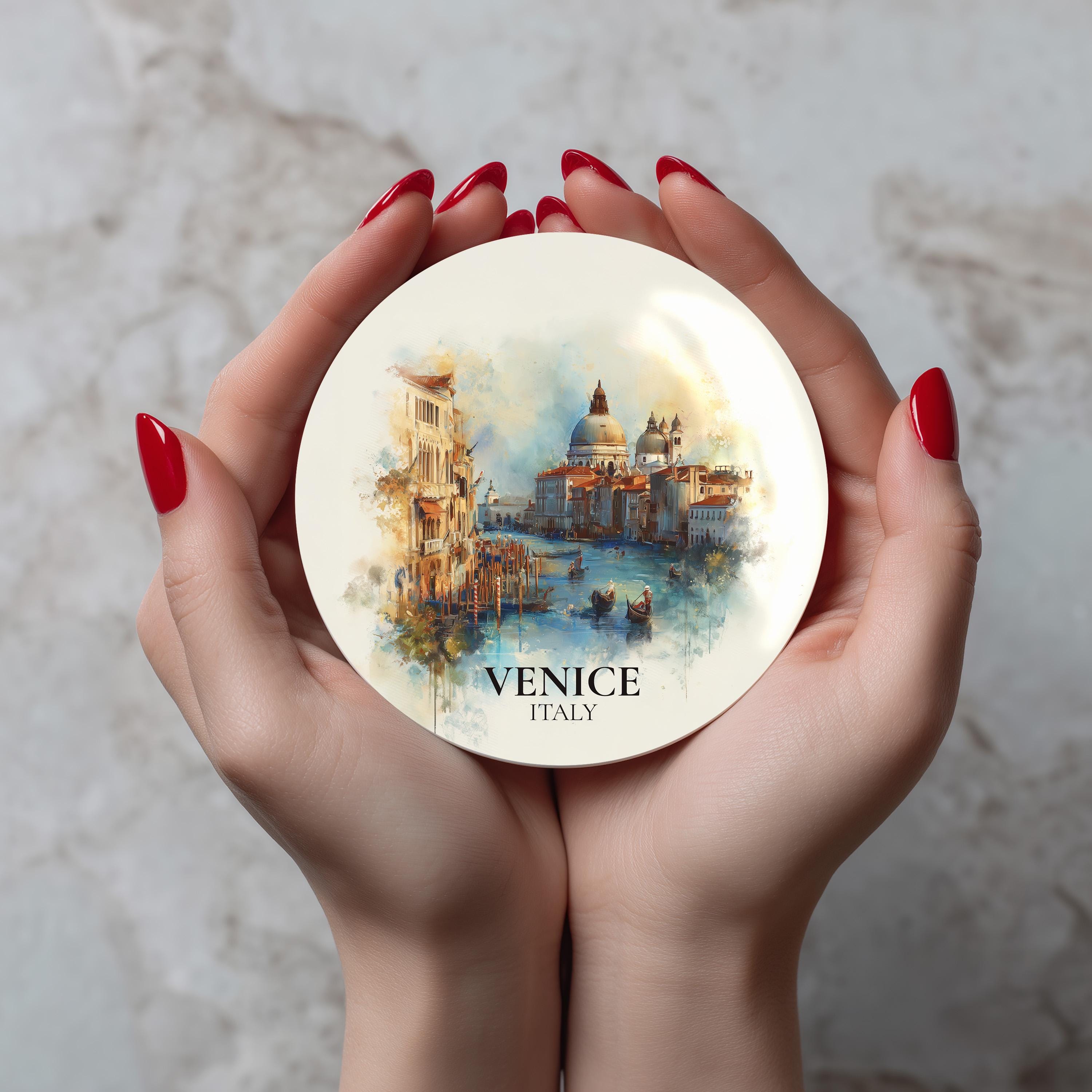 Venice Italy2 Coaster, Watercolor Personalized Painting, Travel Gift Souvenir, Home Decor, Ceramic Set