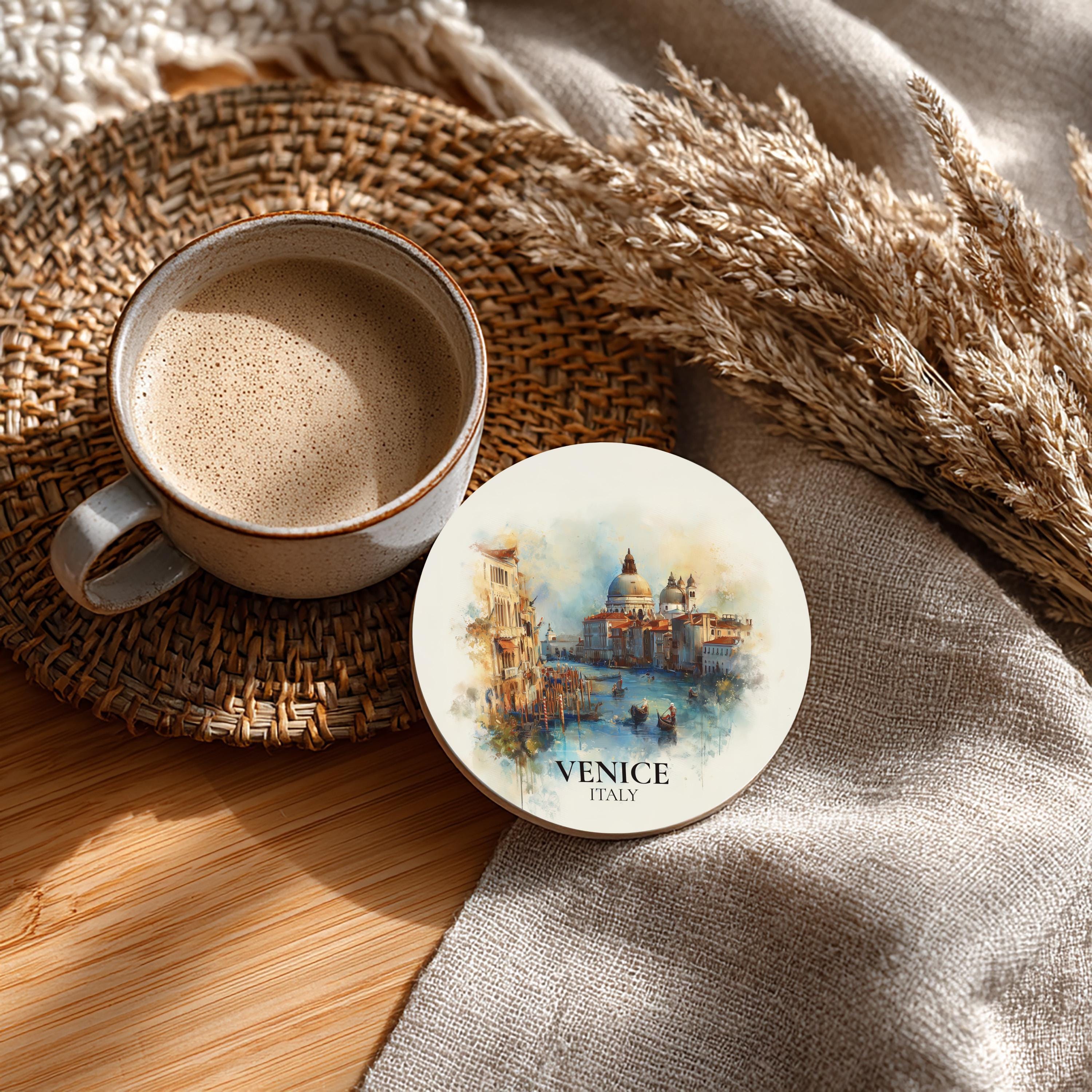 Venice Italy2 Coaster, Watercolor Personalized Painting, Travel Gift Souvenir, Home Decor, Ceramic Set