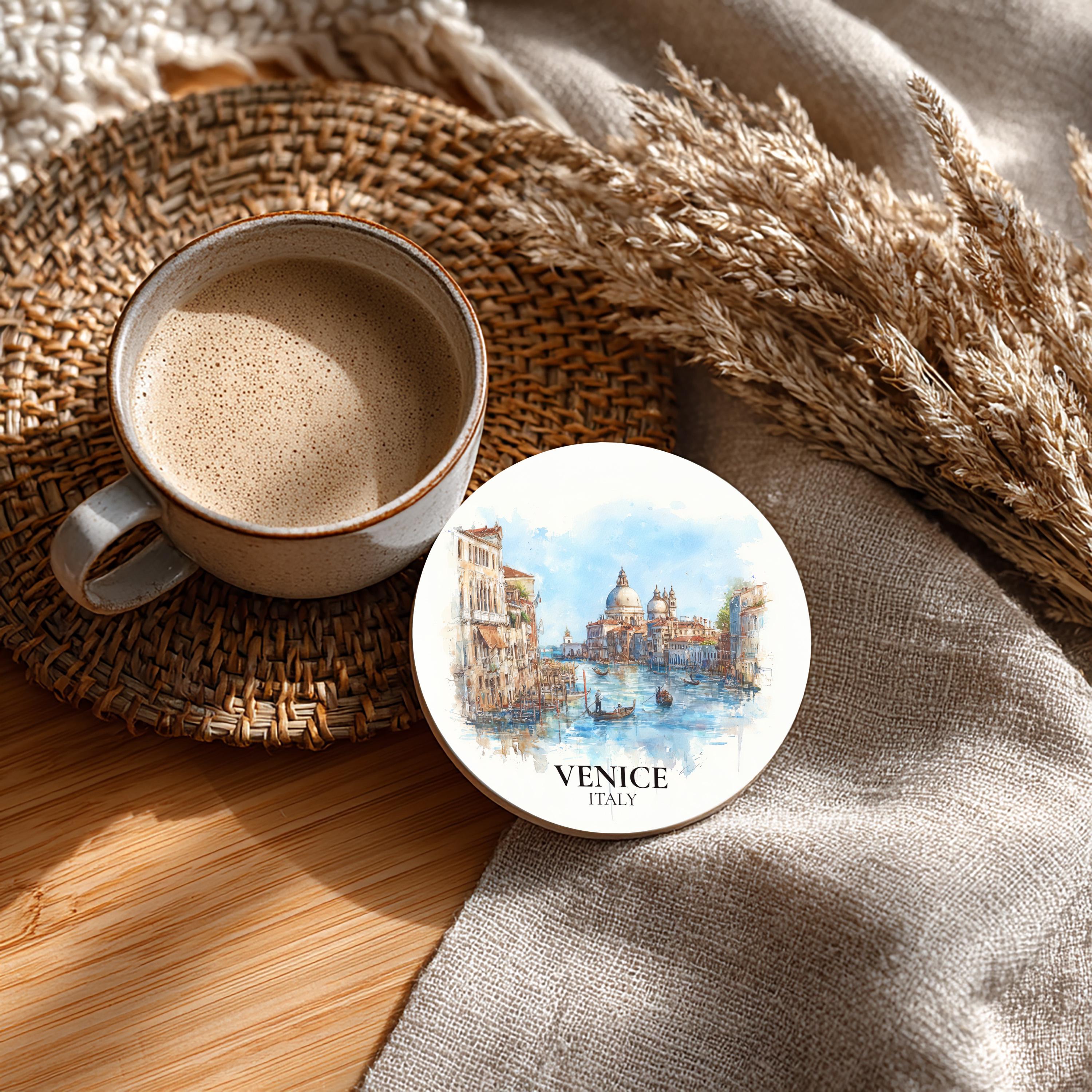 Venice Italy Coaster, Watercolor Personalized Painting, Travel Gift Souvenir, Home Decor, Ceramic Set