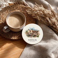 Santa Fe New Mexico Coaster, Watercolor Personalized Painting, Travel Gift Souvenir, Home Decor, Ceramic Set