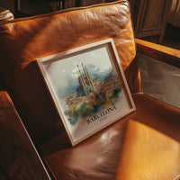 Barcelona Spain Watercolor Wall Art Print, Custom Travel Poster, World Locations Keepsake Gift
